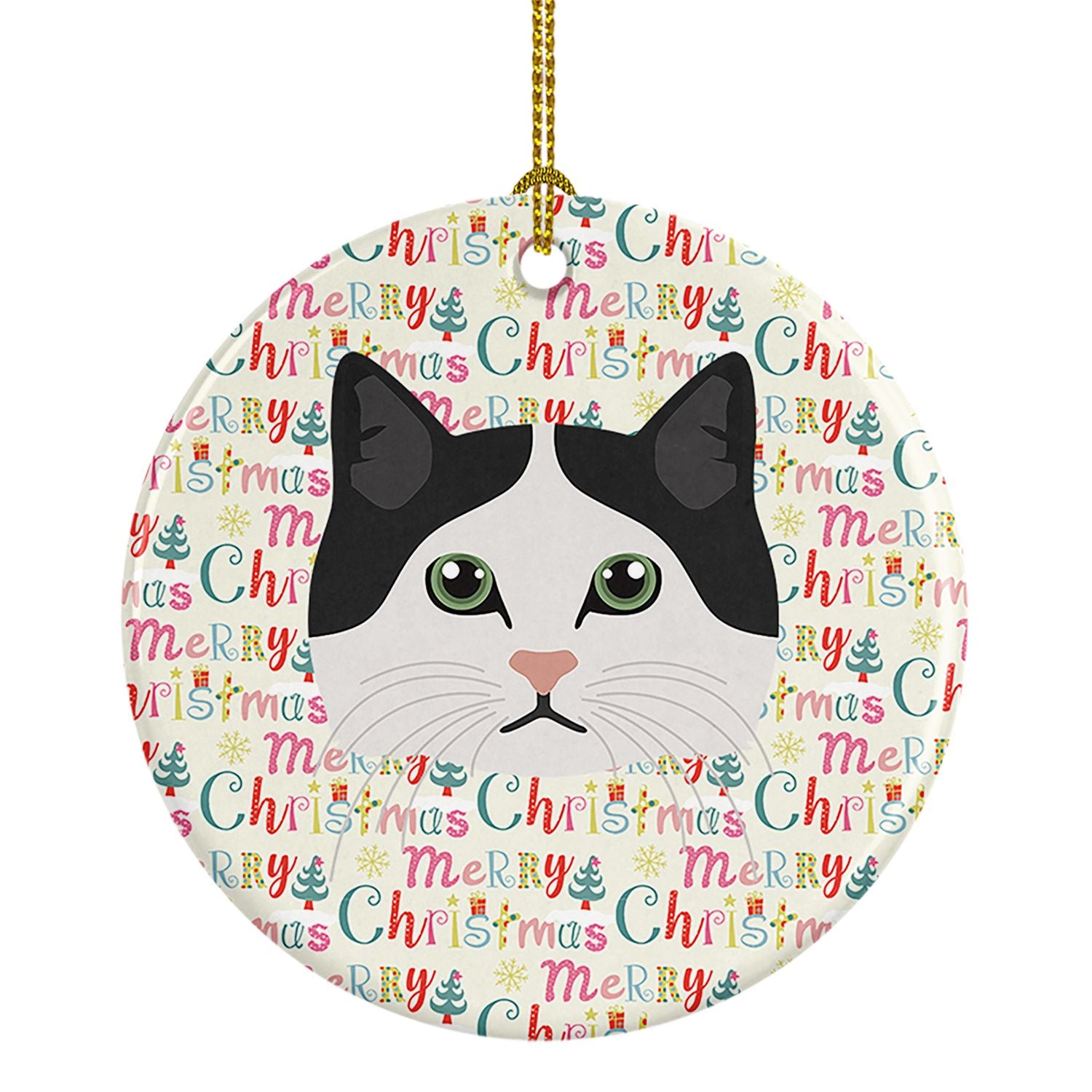 Ragamuffin Cat Christmas Ceramic Ornament Christmas Tree Hanging Decorations for Home Christmas Holiday, Party, Gift, 3 in, Mult