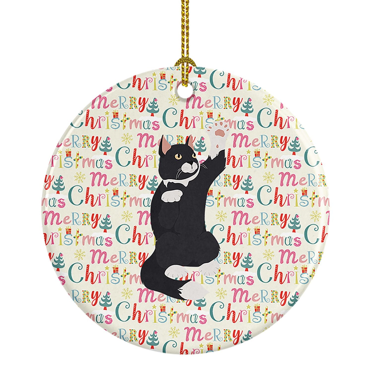 American Polydactyl Cat Christmas Ceramic Ornament Christmas Tree Hanging Decorations for Home Christmas Holiday, Party, Gift, 3