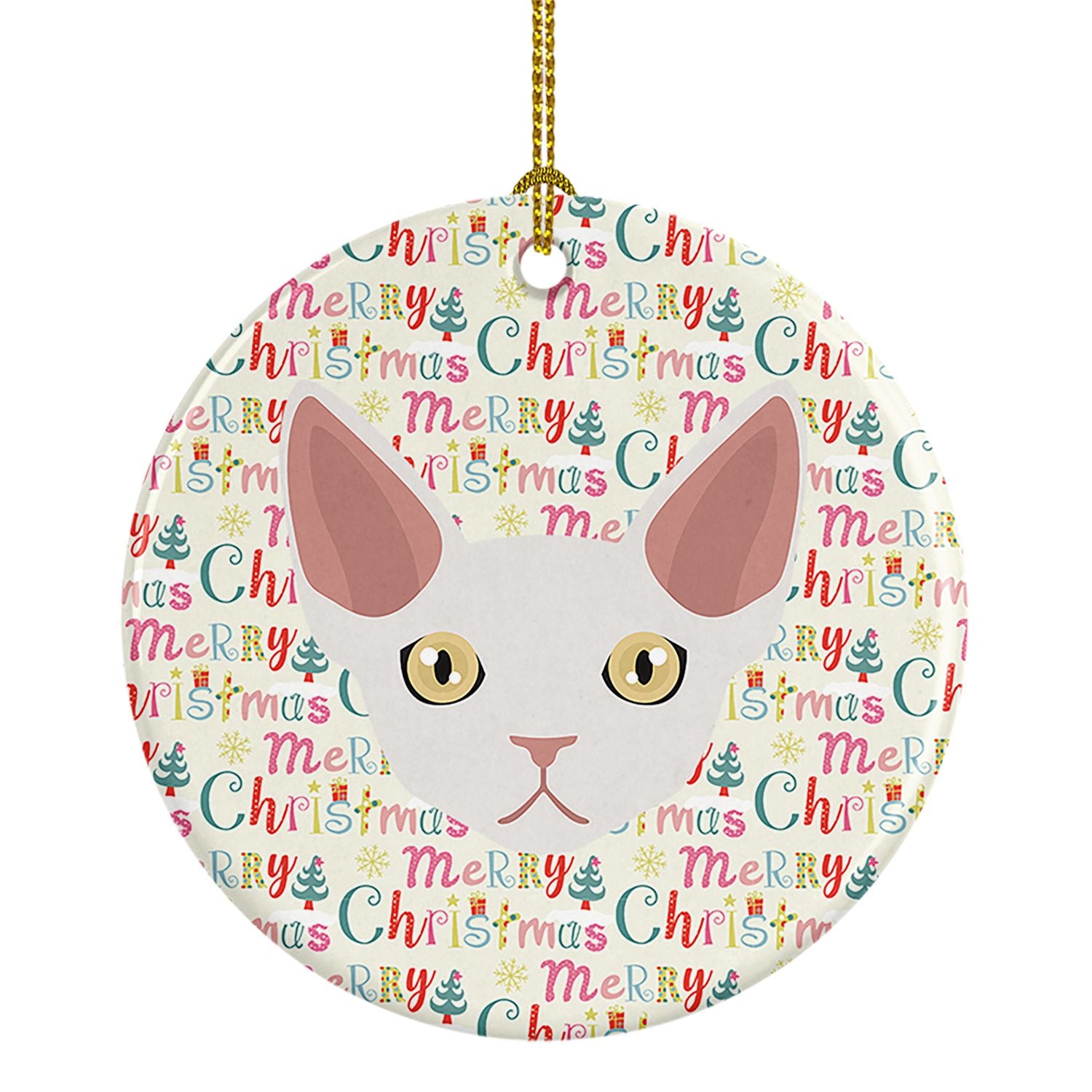Devon Rex Cat Christmas Ceramic Ornament Christmas Tree Hanging Decorations for Home Christmas Holiday, Party, Gift, 3 in, Multi