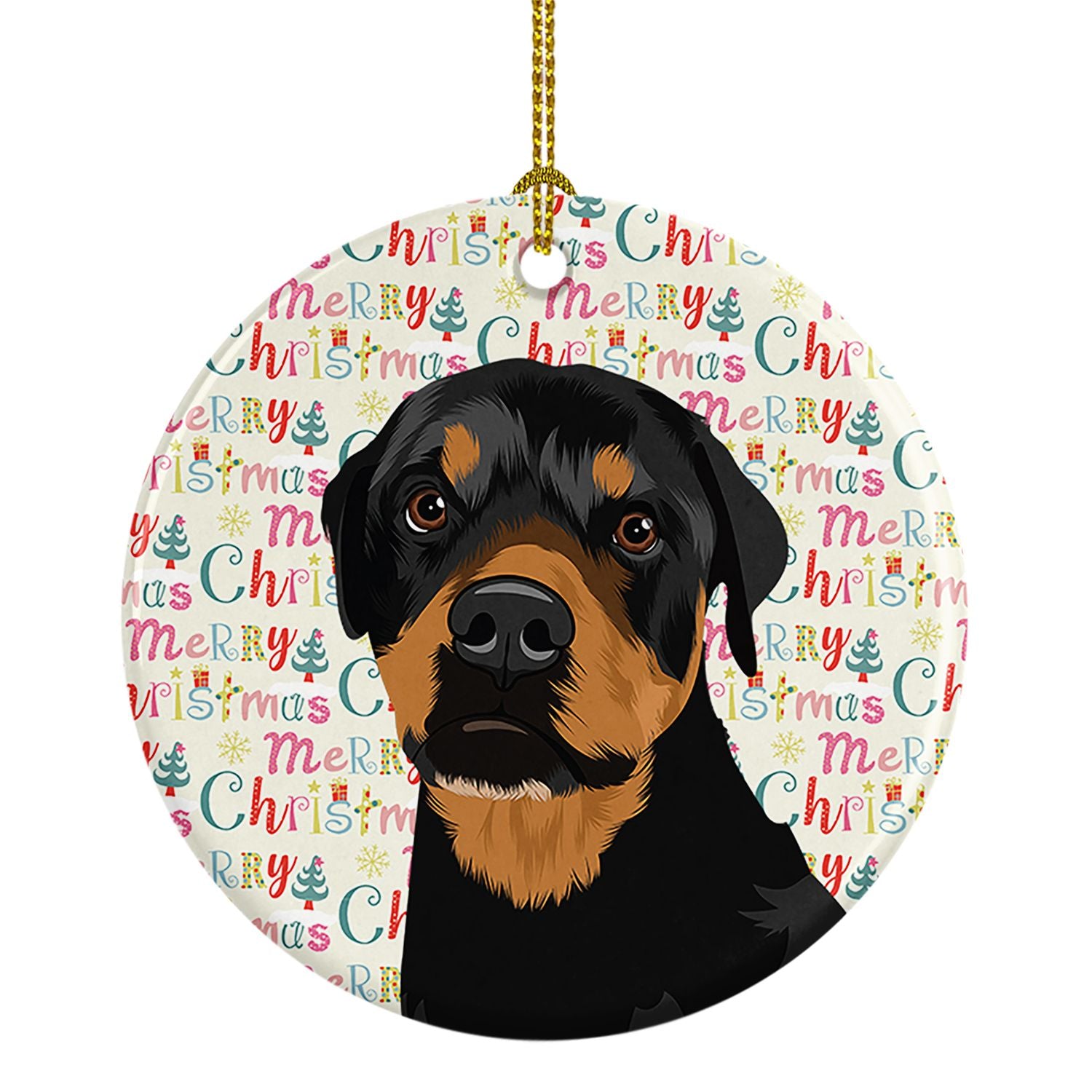 Rottweiler Black and Rust Christmas Ceramic Ornament Christmas Tree Hanging Decorations for Home Christmas Holiday, Party, Gift,