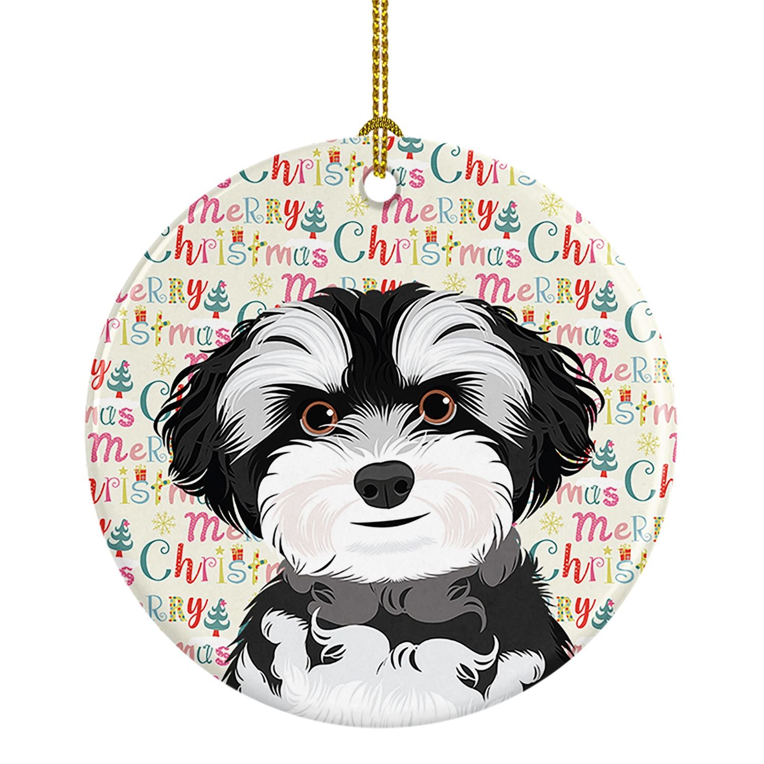 Shih-Tzu Black and White #2 Christmas Ceramic Ornament Christmas Tree Hanging Decorations for Home Christmas Holiday, Party, Gif