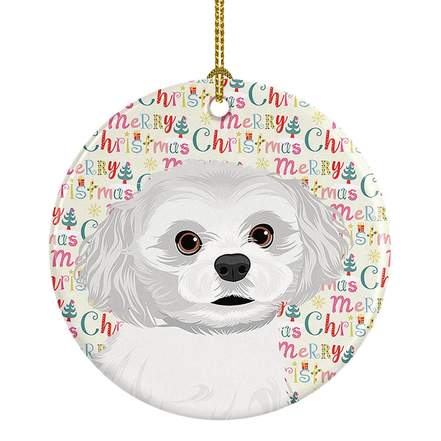 Shih-Tzu Silver and White #1 Christmas Ceramic Ornament Christmas Tree Hanging Decorations for Home Christmas Holiday, Party, Gi