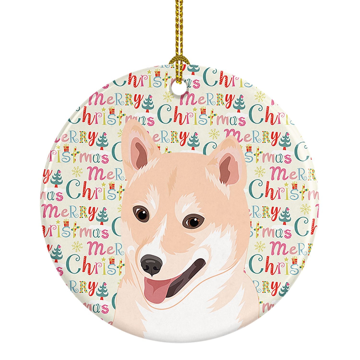 Shiba Inu Cream #2 Christmas Ceramic Ornament Christmas Tree Hanging Decorations for Home Christmas Holiday, Party, Gift, 3 in, 
