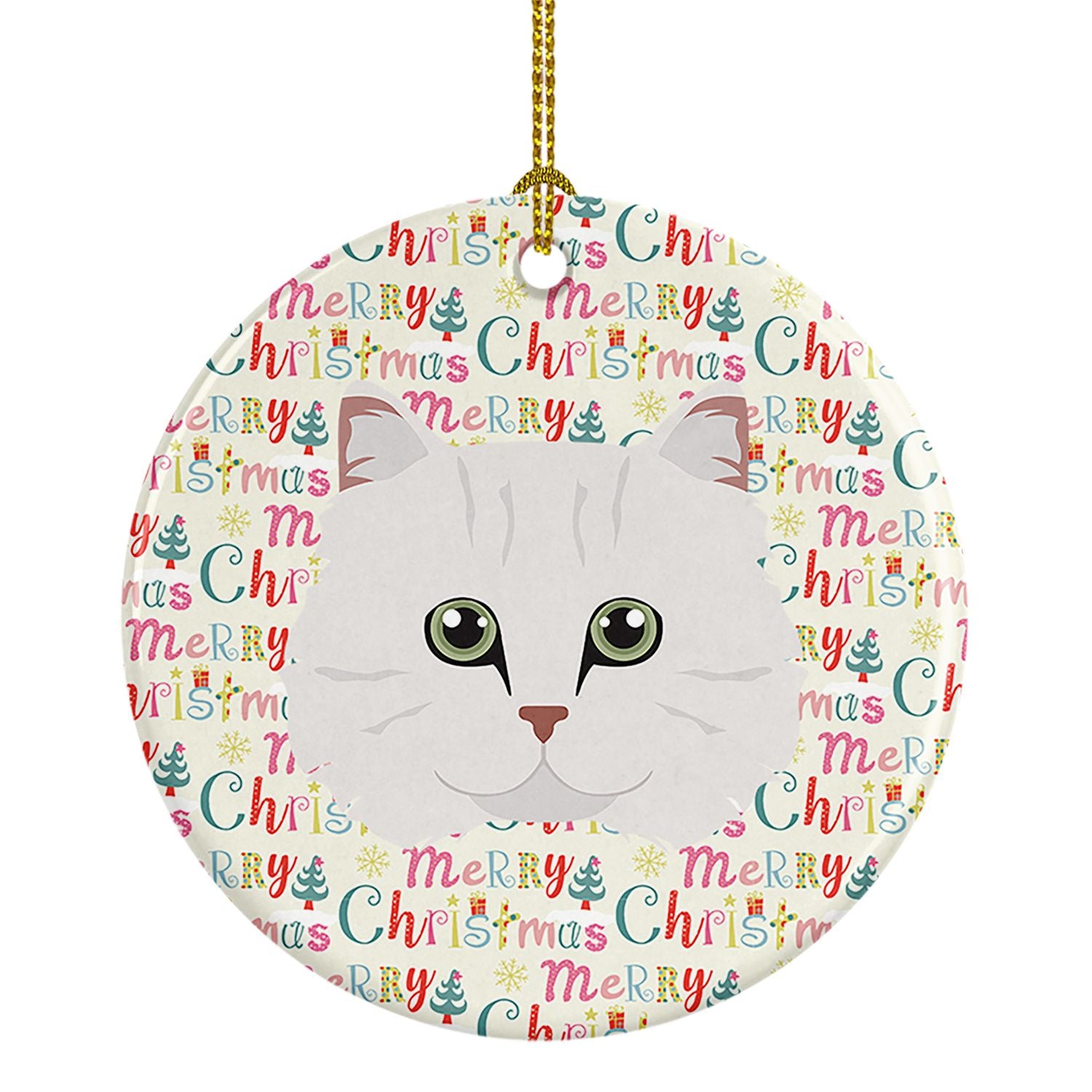 Chinchilla Persian Longhair Cat Christmas Ceramic Ornament Christmas Tree Hanging Decorations for Home Christmas Holiday, Party,