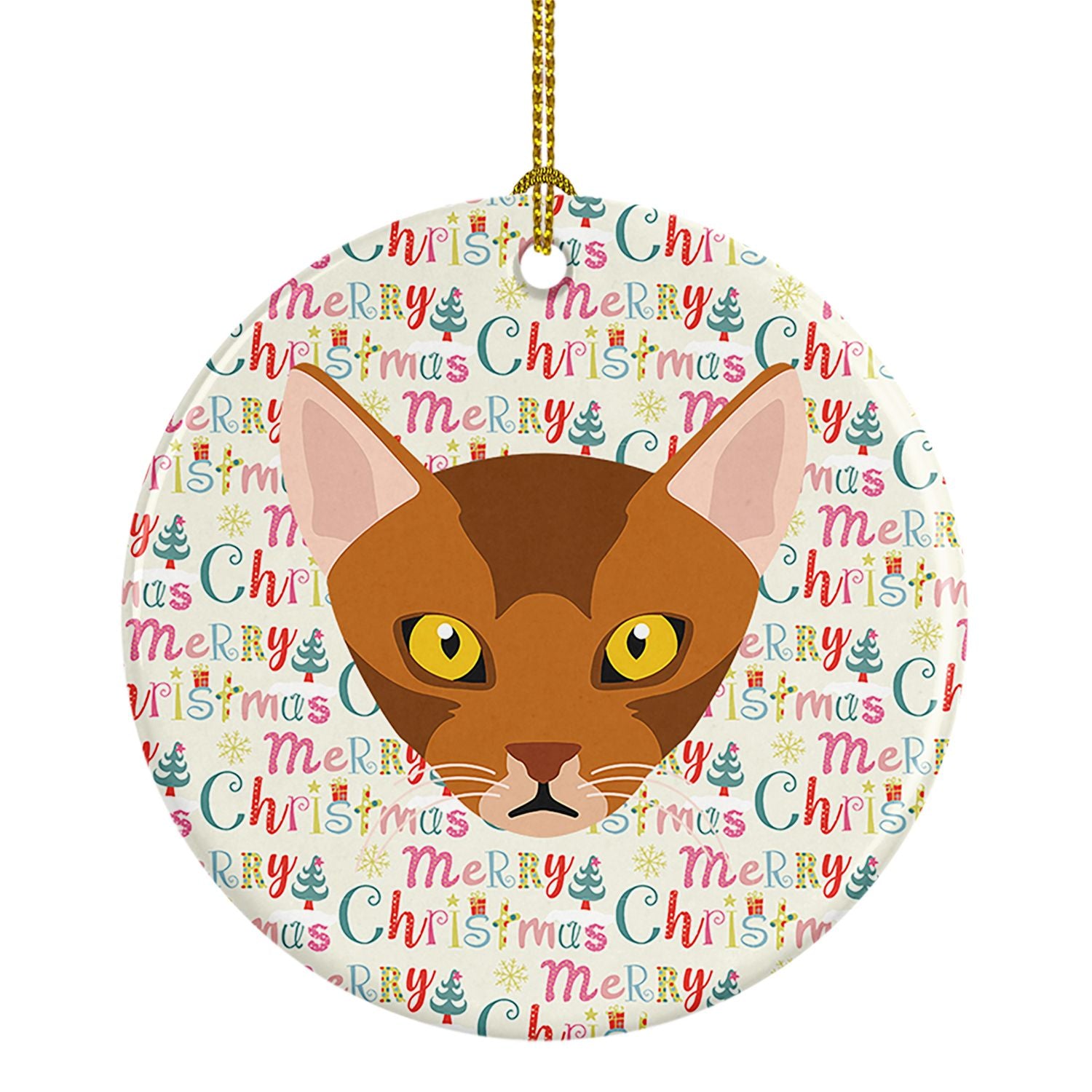 Abyssinian Cat Christmas Ceramic Ornament Christmas Tree Hanging Decorations for Home Christmas Holiday, Party, Gift, 3 in, Mult