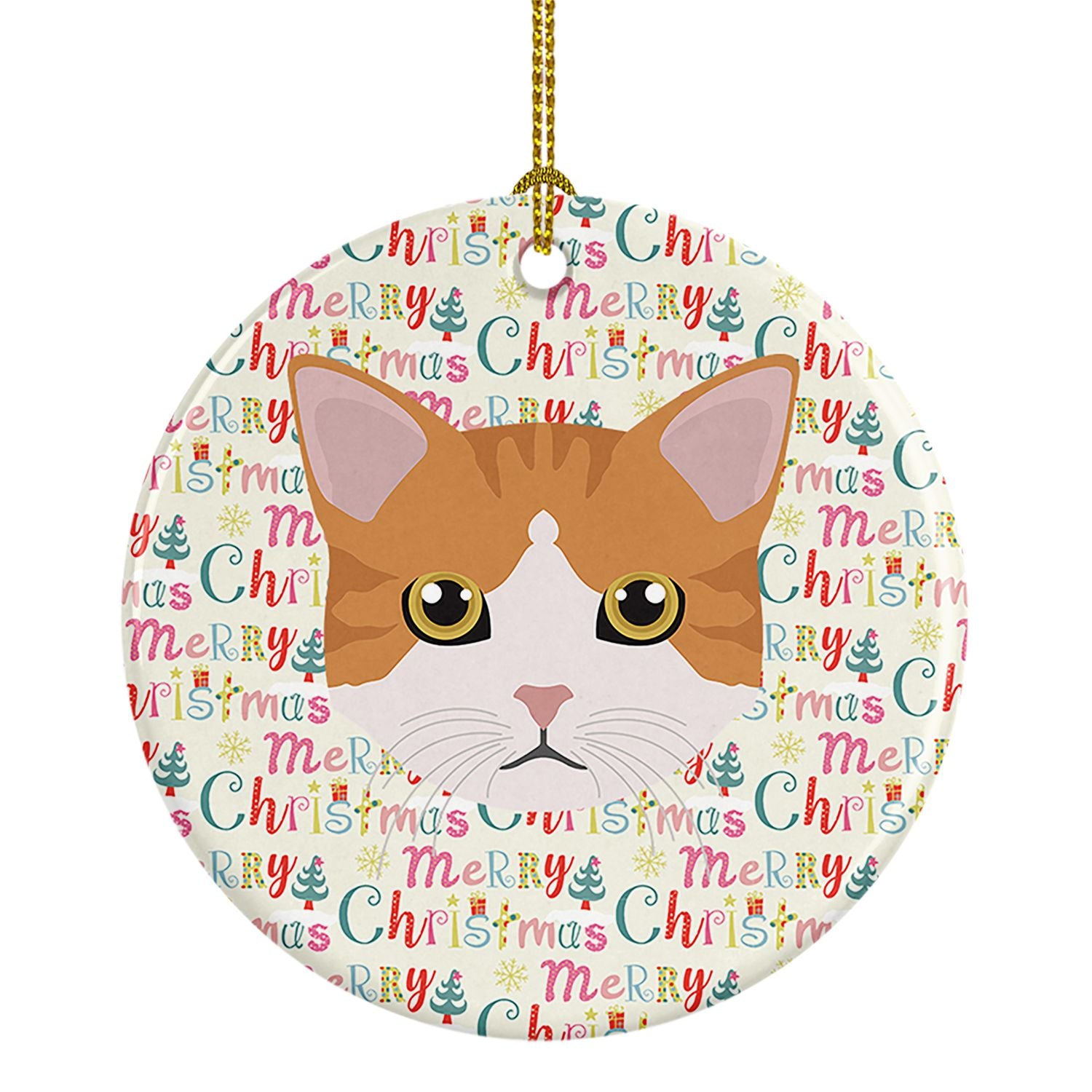 European Shorthair Cat Christmas Ceramic Ornament Christmas Tree Hanging Decorations for Home Christmas Holiday, Party, Gift, 3 