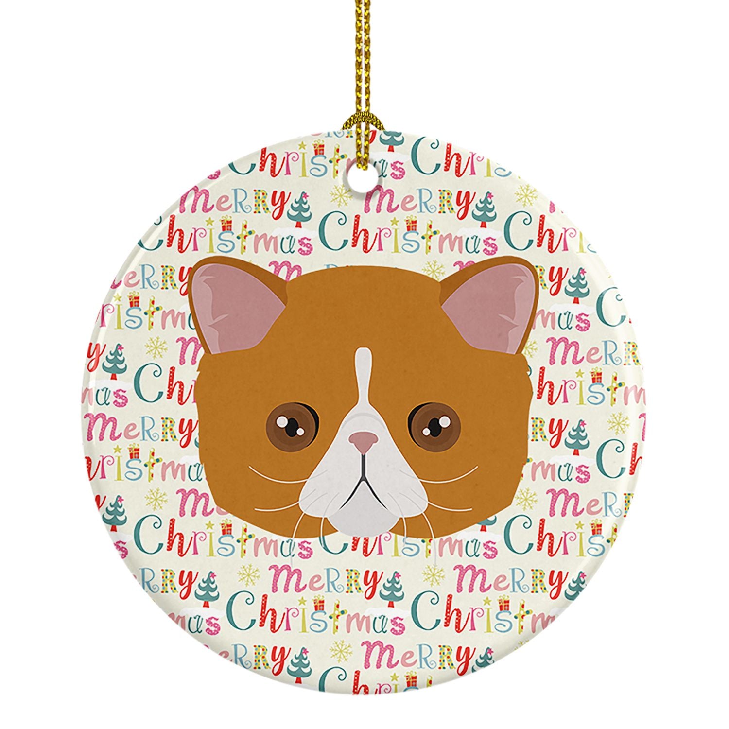 Exotic Shorthair Cat Christmas Ceramic Ornament Christmas Tree Hanging Decorations for Home Christmas Holiday, Party, Gift, 3 in
