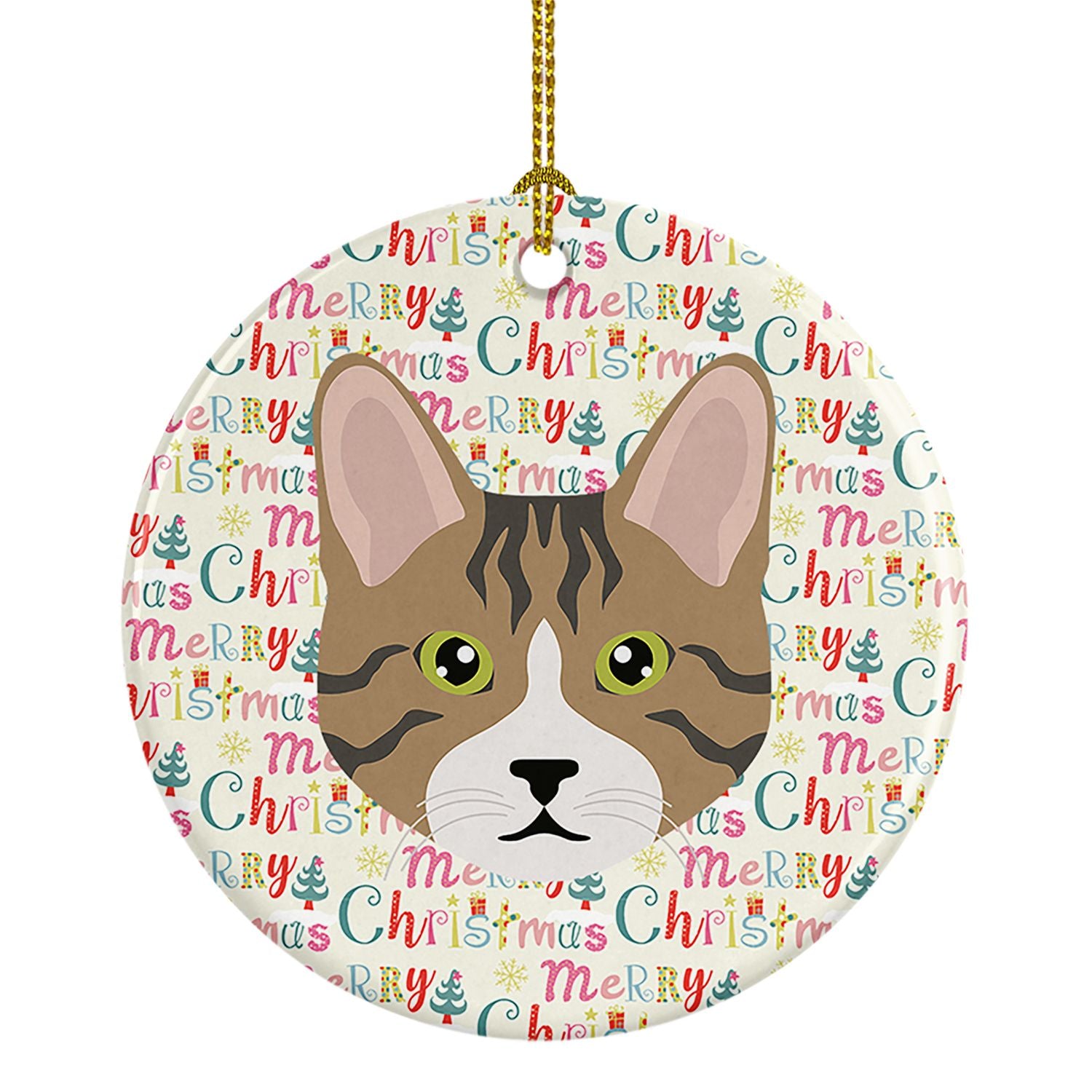 Dragon Li Cat Christmas Ceramic Ornament Christmas Tree Hanging Decorations for Home Christmas Holiday, Party, Gift, 3 in, Multi
