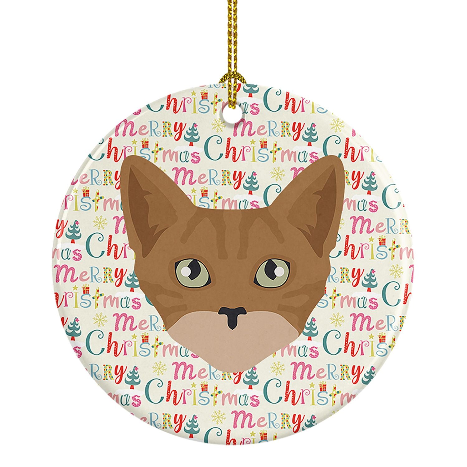 Australian Mist Cat Christmas Ceramic Ornament Christmas Tree Hanging Decorations for Home Christmas Holiday, Party, Gift, 3 in,