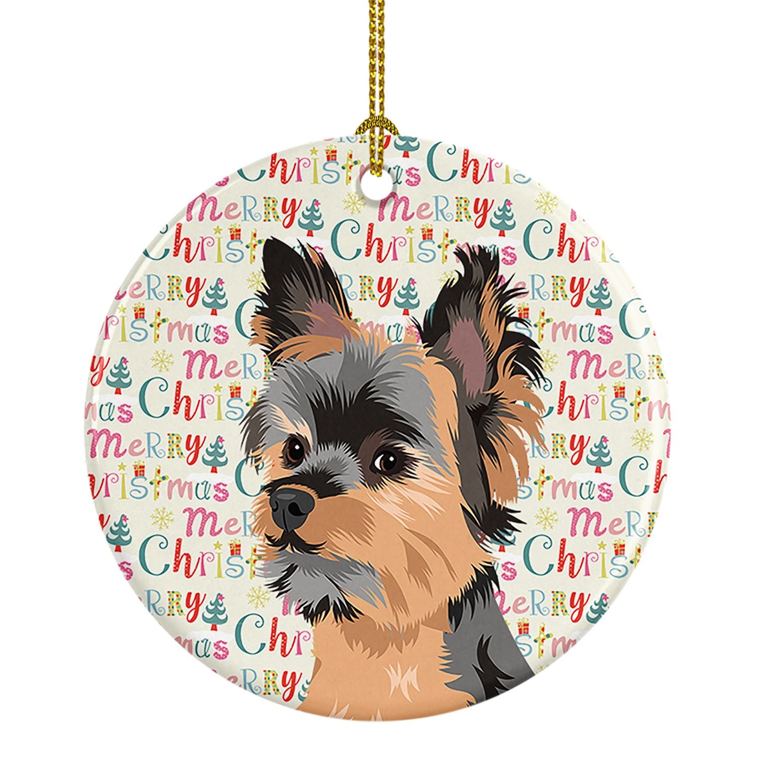 Yorkie Black and Gold #2 Christmas Ceramic Ornament Christmas Tree Hanging Decorations for Home Christmas Holiday, Party, Gift, 