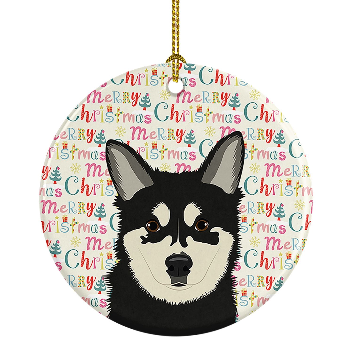 Shiba Inu Husky Mix Christmas Ceramic Ornament Christmas Tree Hanging Decorations for Home Christmas Holiday, Party, Gift, 3 in,