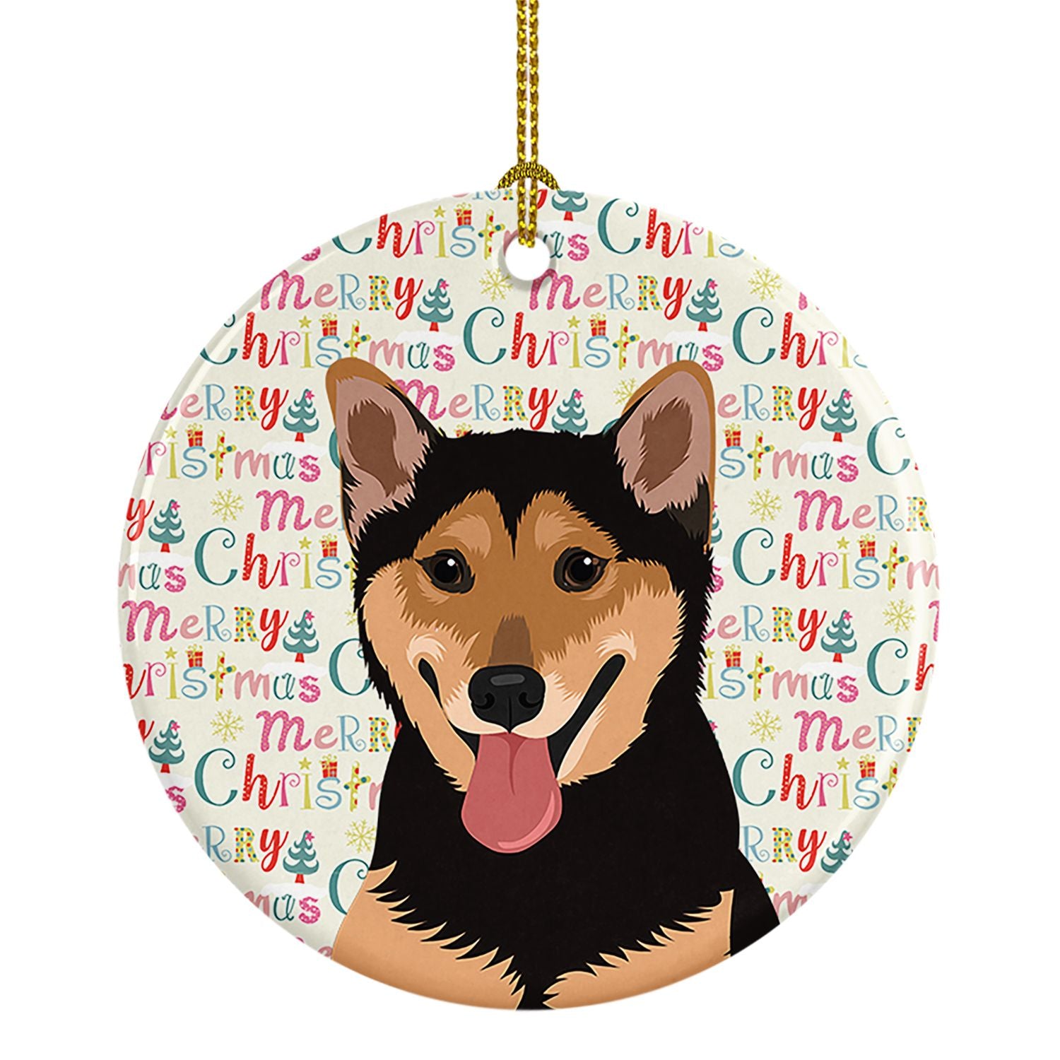 Shiba Inu Black and Tan Christmas Ceramic Ornament Christmas Tree Hanging Decorations for Home Christmas Holiday, Party, Gift, 3