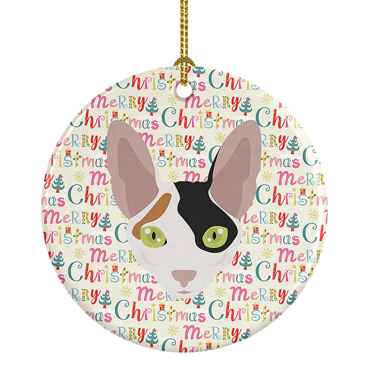 Cornish Rex Cat Christmas Ceramic Ornament Christmas Tree Hanging Decorations for Home Christmas Holiday, Party, Gift, 3 in, Mul
