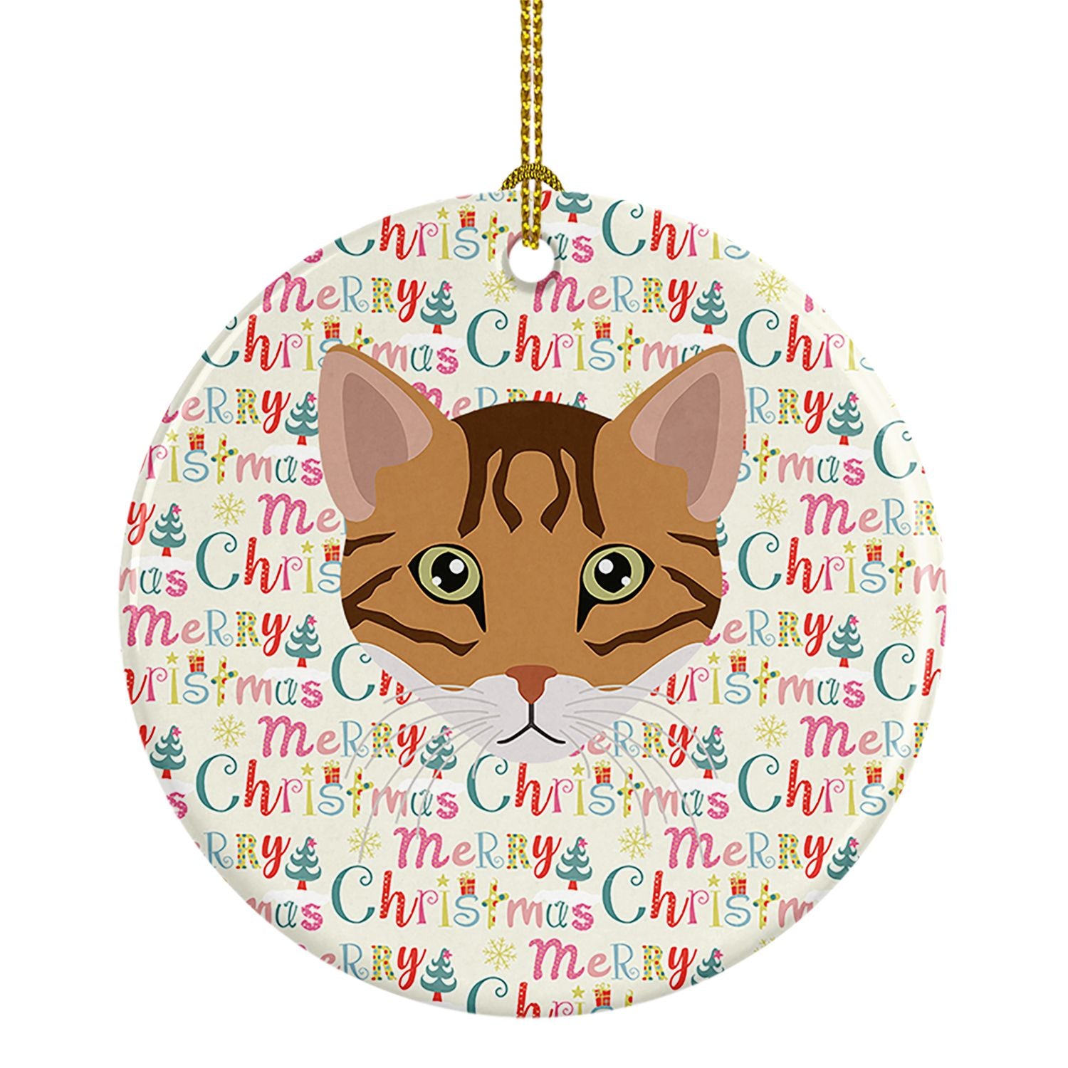 Cheetoh Cat Christmas Ceramic Ornament Christmas Tree Hanging Decorations for Home Christmas Holiday, Party, Gift, 3 in, Multico