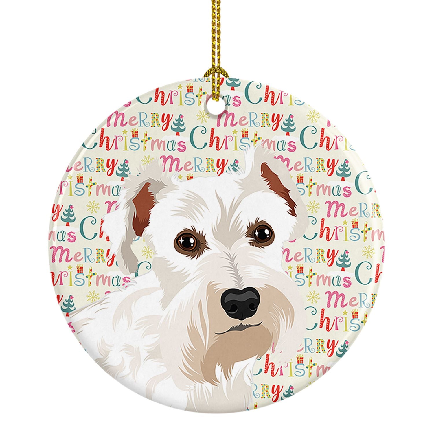 Schnauzer White #1 Christmas Ceramic Ornament Christmas Tree Hanging Decorations for Home Christmas Holiday, Party, Gift, 3 in, 