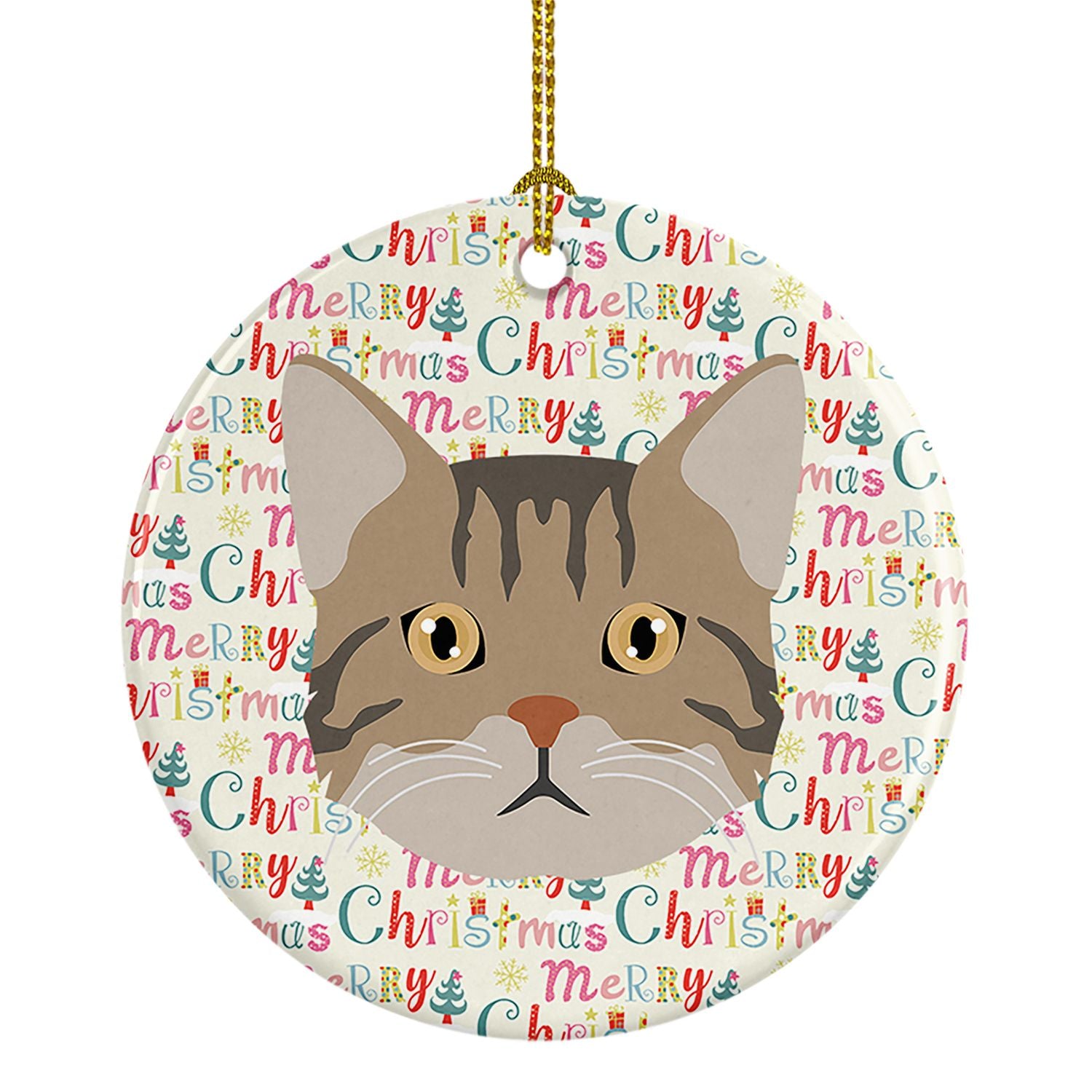 American Wirehair Cat Christmas Ceramic Ornament Christmas Tree Hanging Decorations for Home Christmas Holiday, Party, Gift, 3 i