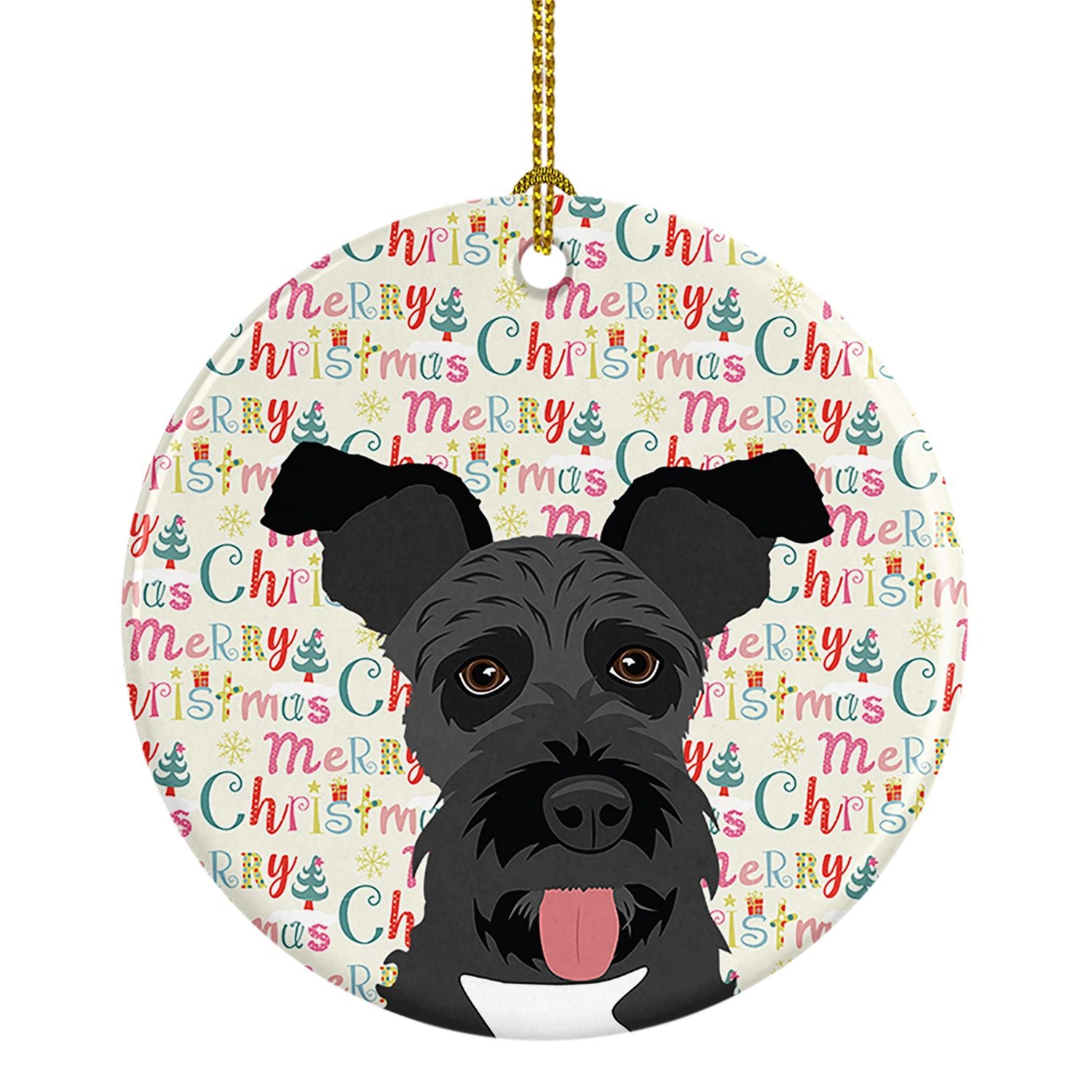 Schnauzer Black #3 Christmas Ceramic Ornament Christmas Tree Hanging Decorations for Home Christmas Holiday, Party, Gift, 3 in, 