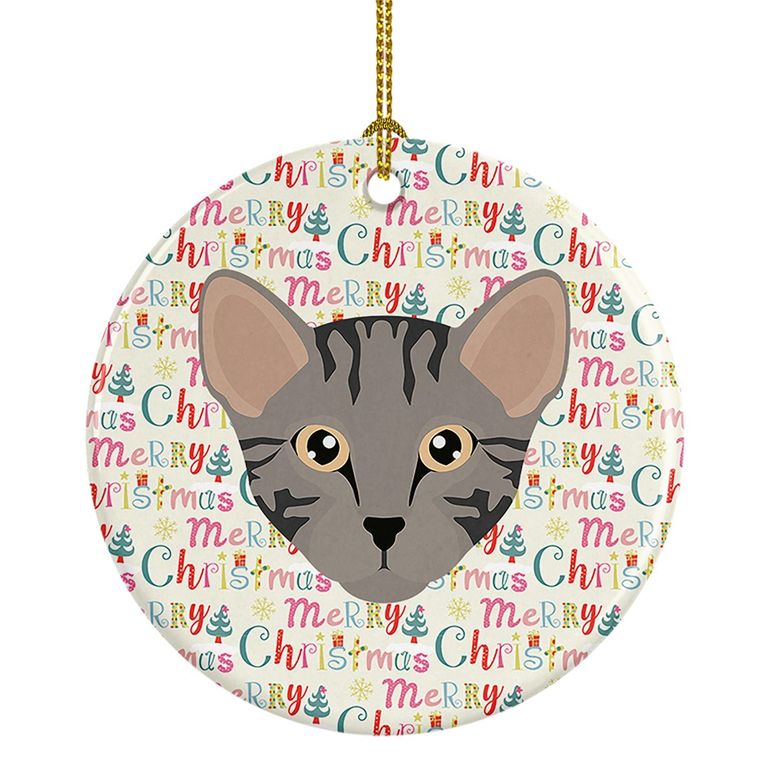 Safari Cat Christmas Ceramic Ornament Christmas Tree Hanging Decorations for Home Christmas Holiday, Party, Gift, 3 in, Multicol