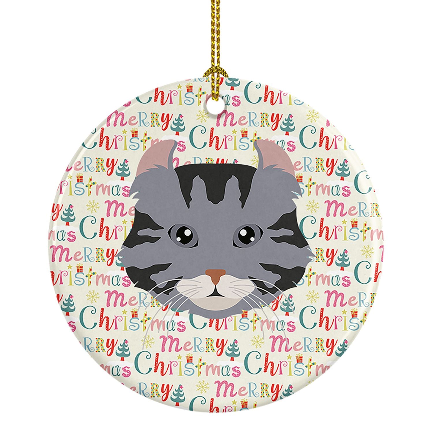 American Curl Cat Christmas Ceramic Ornament Christmas Tree Hanging Decorations for Home Christmas Holiday, Party, Gift, 3 in, M