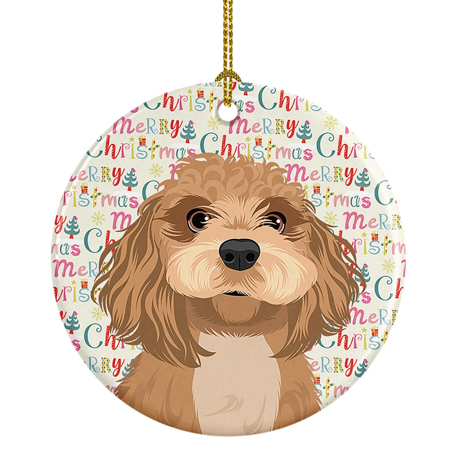 Shih-Tzu Red Christmas Ceramic Ornament Christmas Tree Hanging Decorations for Home Christmas Holiday, Party, Gift, 3 in, Multic