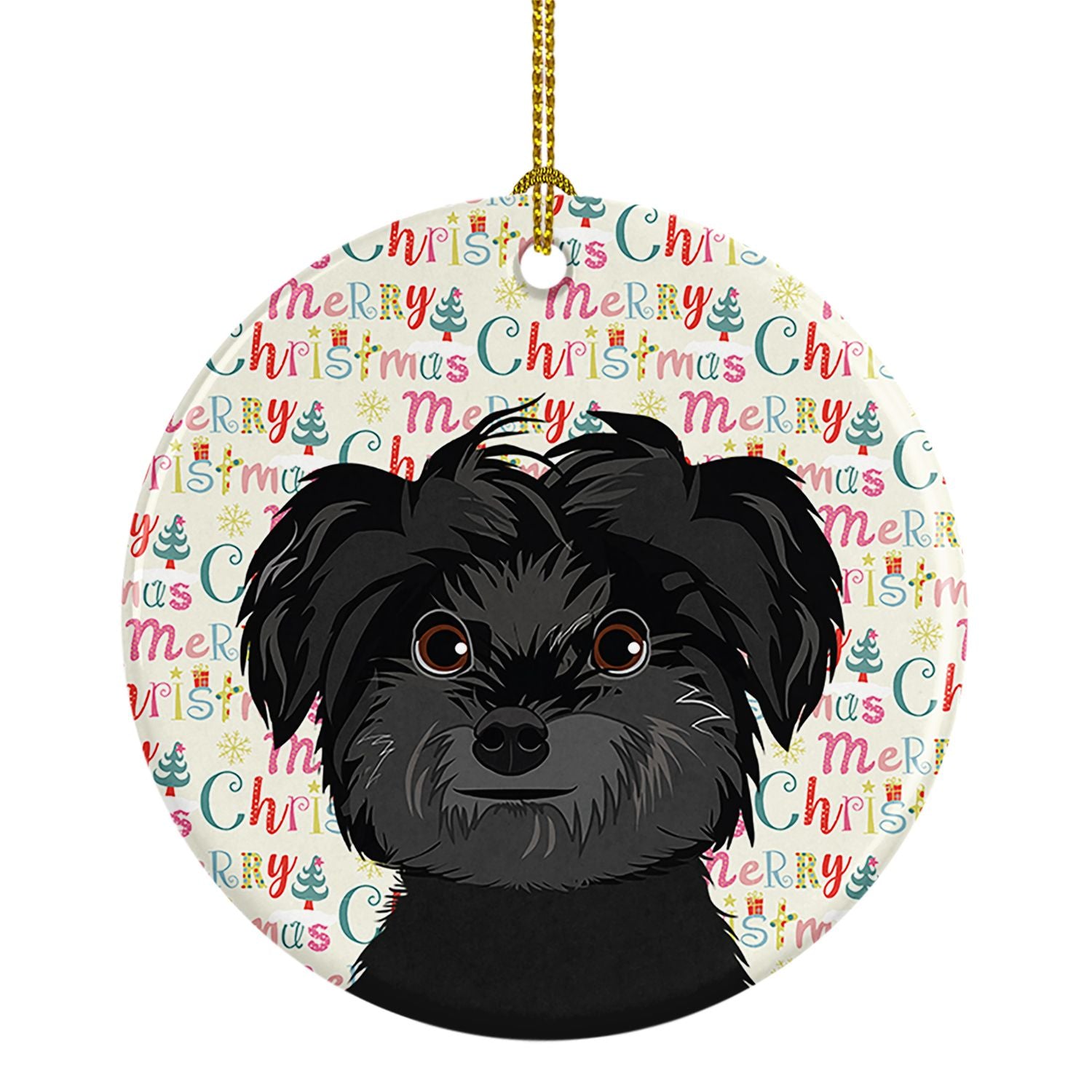 Shih-Tzu Black Christmas Ceramic Ornament Christmas Tree Hanging Decorations for Home Christmas Holiday, Party, Gift, 3 in, Mult
