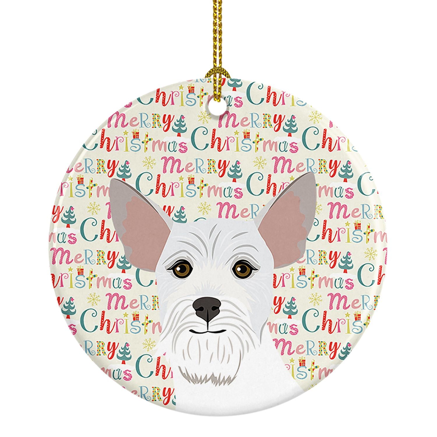 Schnauzer White #2 Christmas Ceramic Ornament Christmas Tree Hanging Decorations for Home Christmas Holiday, Party, Gift, 3 in, 
