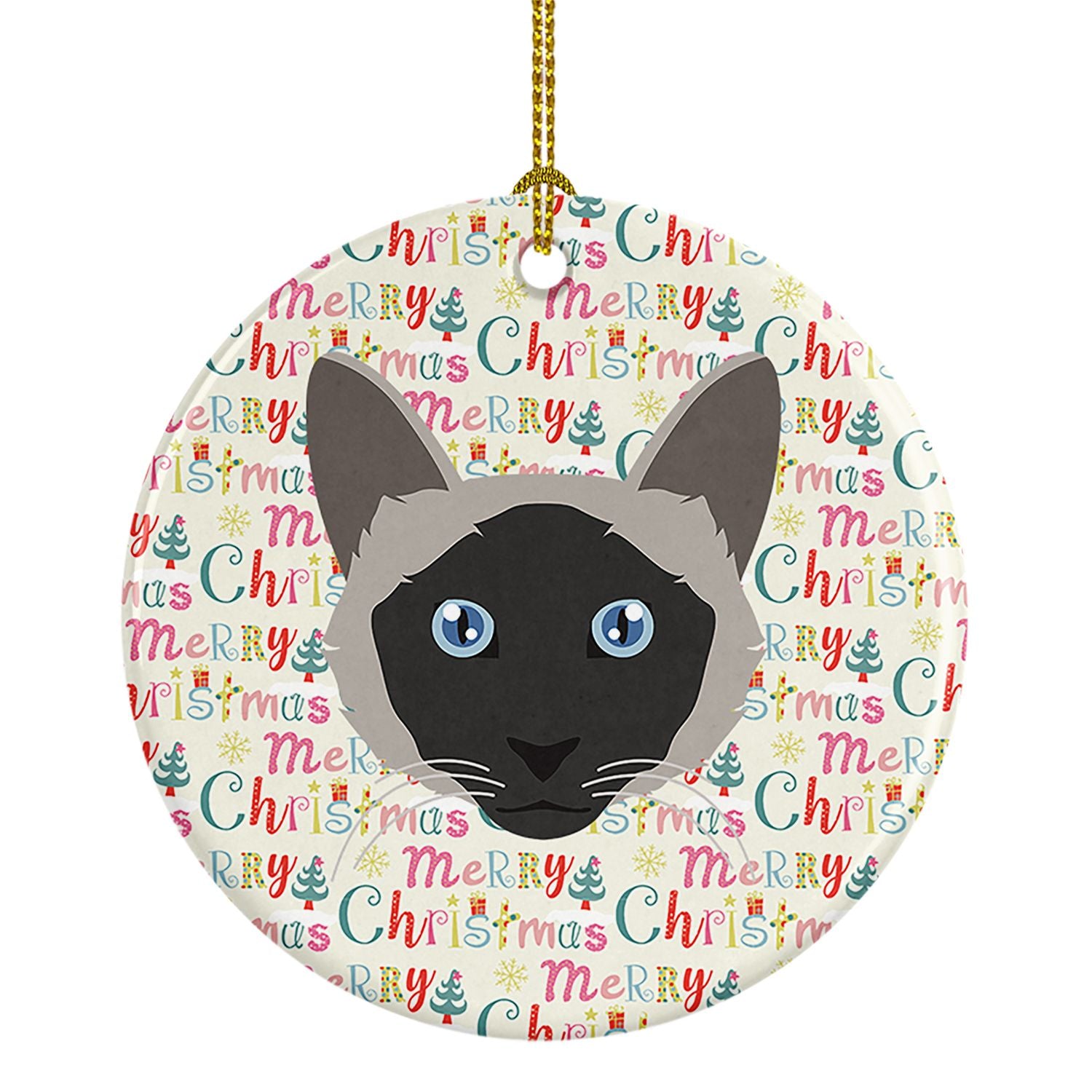 Balinese Cat Christmas Ceramic Ornament Christmas Tree Hanging Decorations for Home Christmas Holiday, Party, Gift, 3 in, Multic