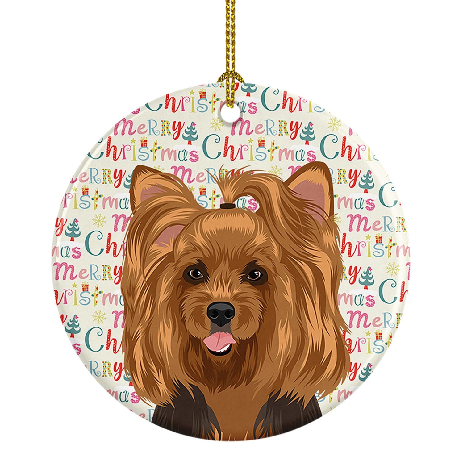 Yorkie Black and Gold #1 Christmas Ceramic Ornament Christmas Tree Hanging Decorations for Home Christmas Holiday, Party, Gift, 