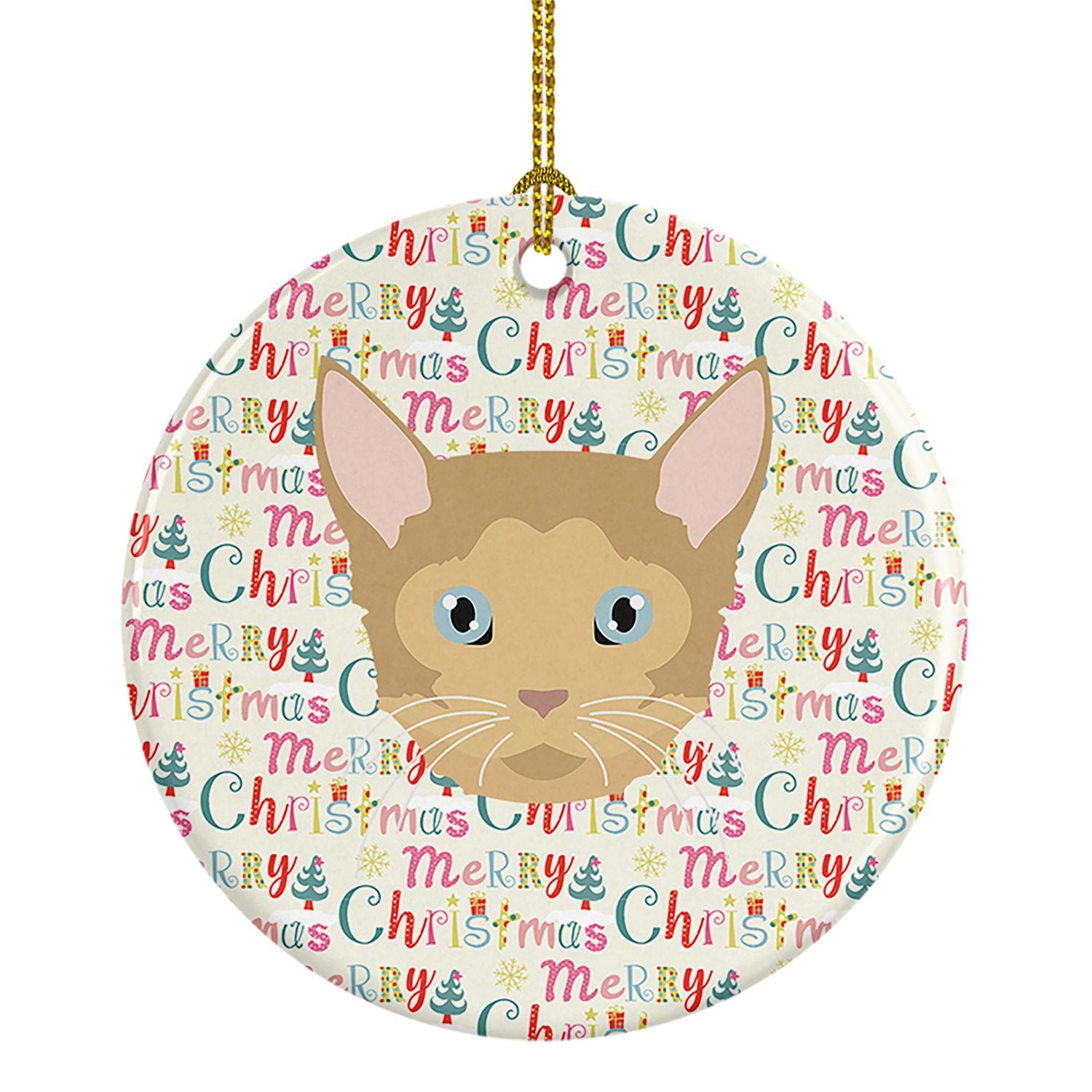 German Rex Cat Christmas Ceramic Ornament Christmas Tree Hanging Decorations for Home Christmas Holiday, Party, Gift, 3 in, Mult