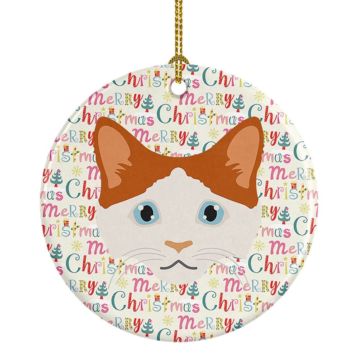 La Perm Cat Christmas Ceramic Ornament Christmas Tree Hanging Decorations for Home Christmas Holiday, Party, Gift, 3 in, Multico