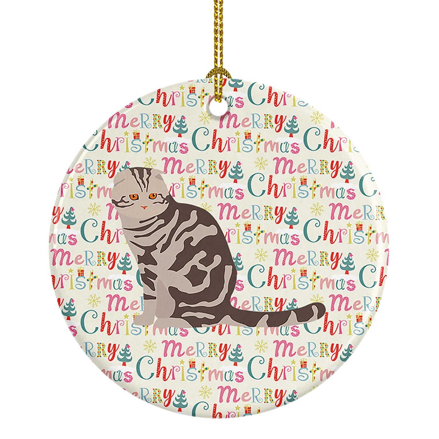 Foldex Exotic Fold Cat Christmas Ceramic Ornament Christmas Tree Hanging Decorations for Home Christmas Holiday, Party, Gift, 3 