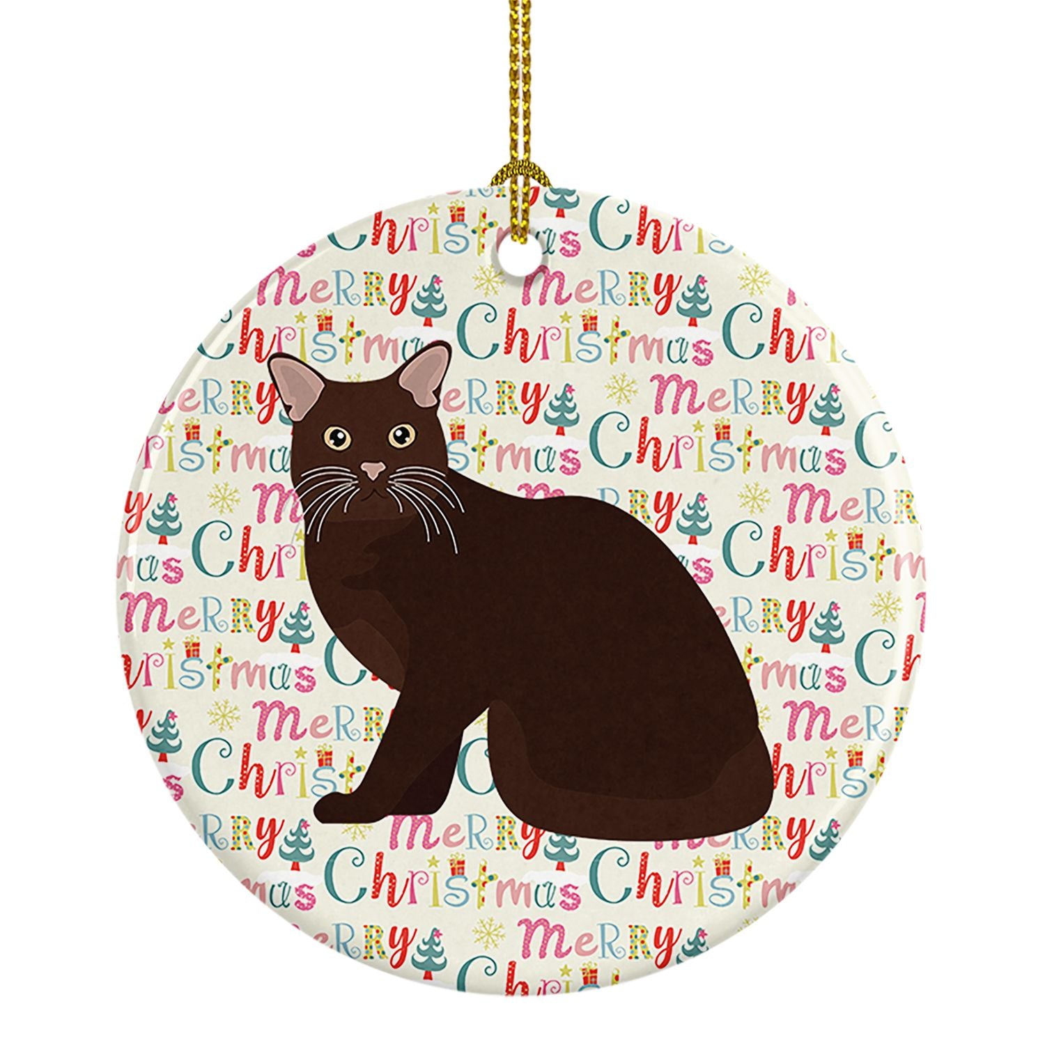 Burmese #2 Cat Christmas Ceramic Ornament Christmas Tree Hanging Decorations for Home Christmas Holiday, Party, Gift, 3 in, Mult