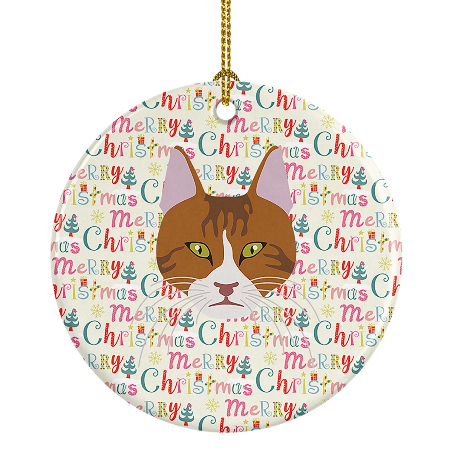 Aegean Cat Christmas Ceramic Ornament Christmas Tree Hanging Decorations for Home Christmas Holiday, Party, Gift, 3 in, Multicol