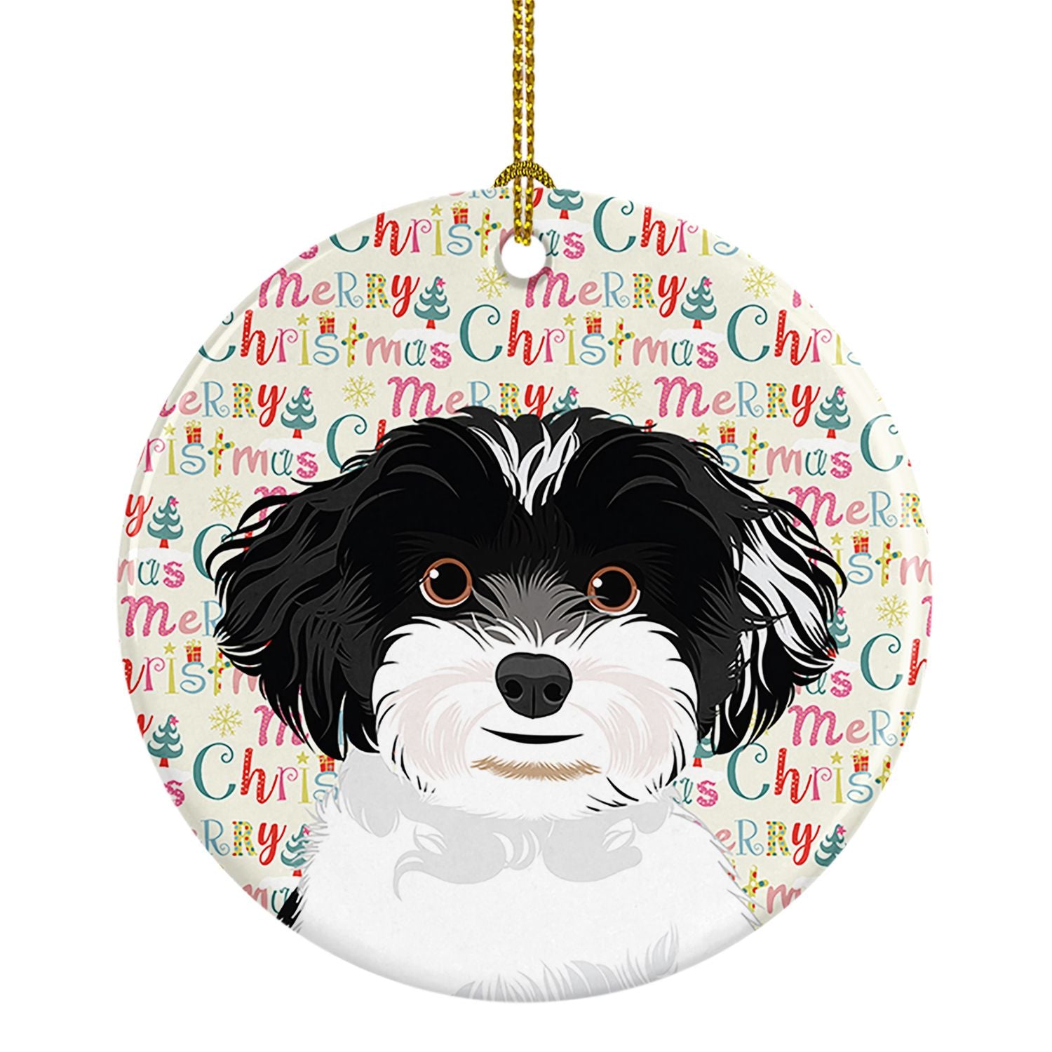 Shih-Tzu Black and White #4 Christmas Ceramic Ornament Christmas Tree Hanging Decorations for Home Christmas Holiday, Party, Gif