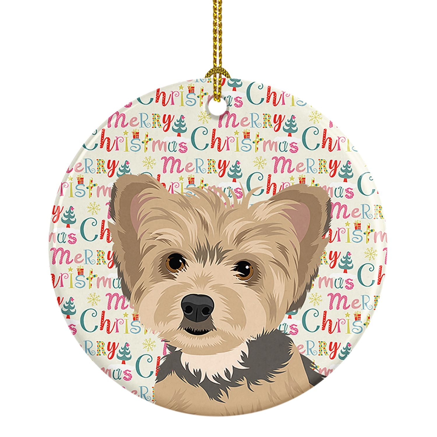 Yorkie Blue and Tan Puppy Christmas Ceramic Ornament Christmas Tree Hanging Decorations for Home Christmas Holiday, Party, Gift,