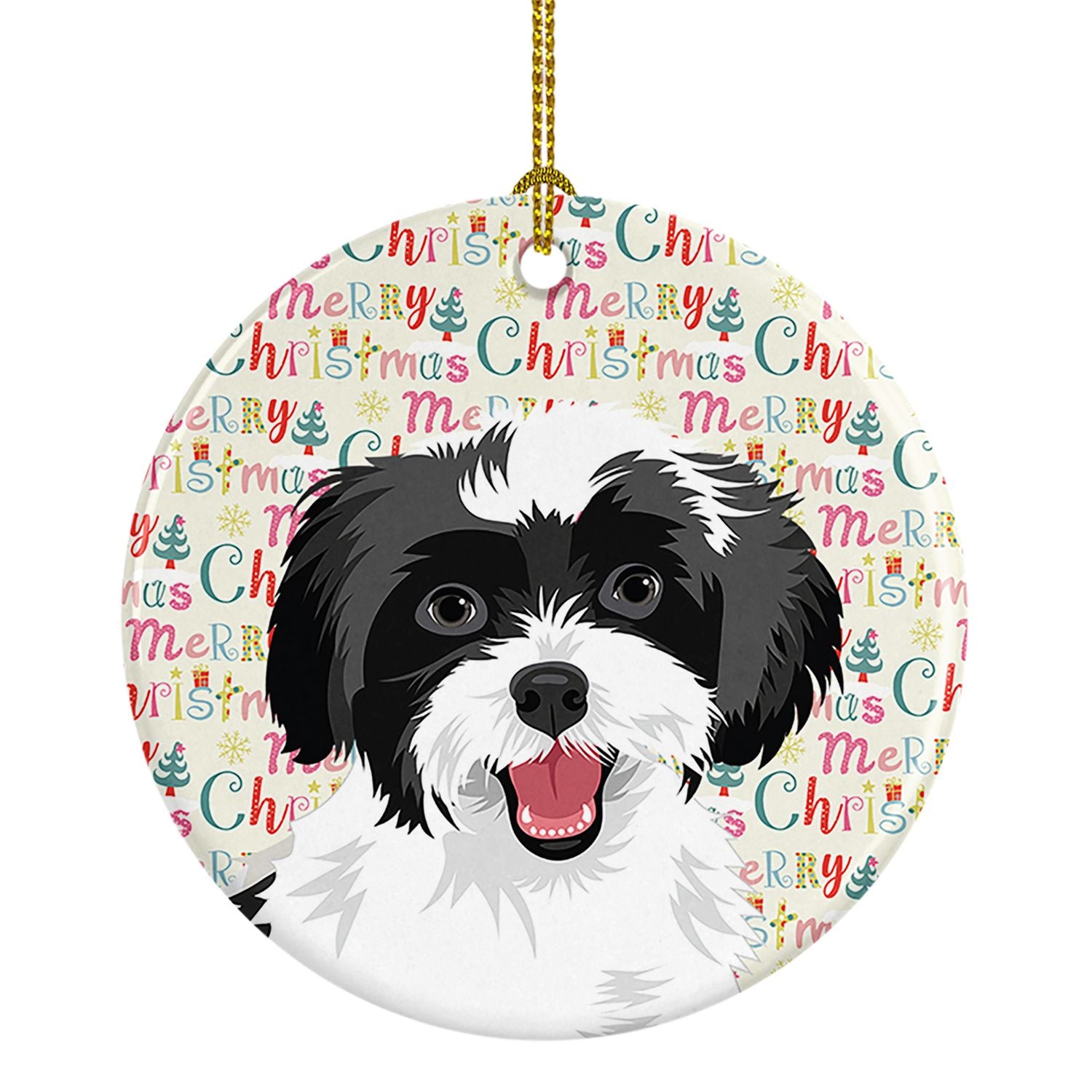 Shih-Tzu Black and White #3 Christmas Ceramic Ornament Christmas Tree Hanging Decorations for Home Christmas Holiday, Party, Gif