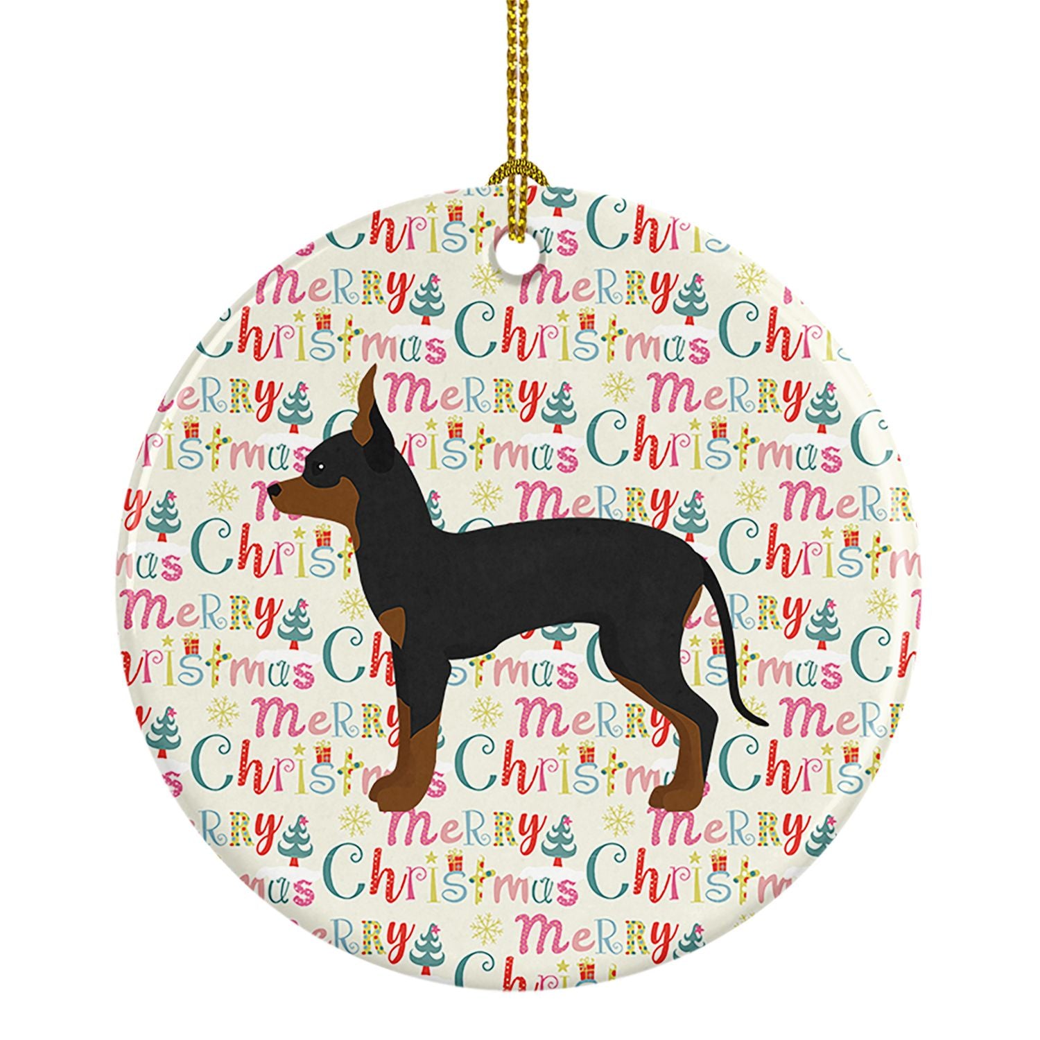 English Toy Terrier #1 Merry Christmas Ceramic Ornament Christmas Tree Hanging Decorations for Home Christmas Holiday, Party, Gi