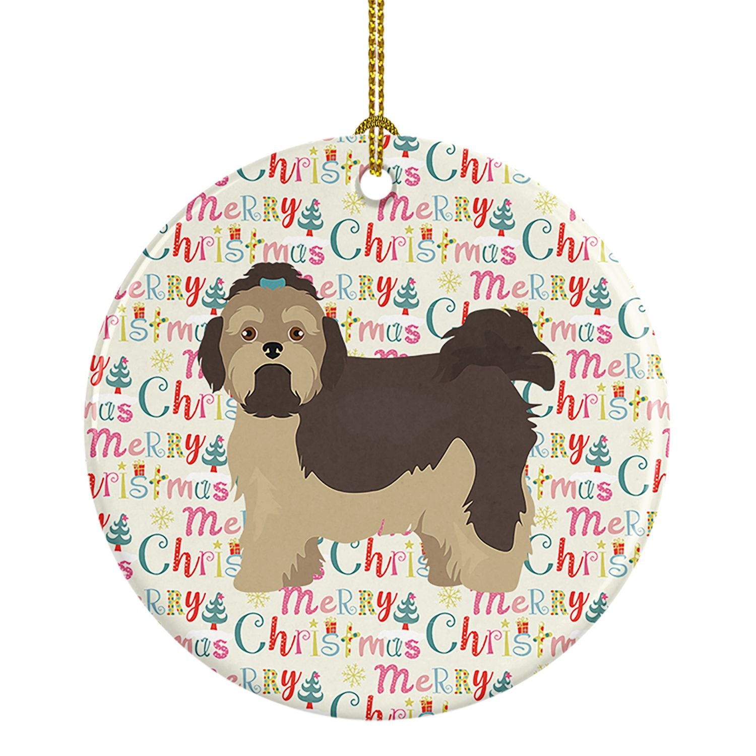 Russian Lapdog Merry Christmas Ceramic Ornament Christmas Tree Hanging Decorations for Home Christmas Holiday, Party, Gift, 3 in