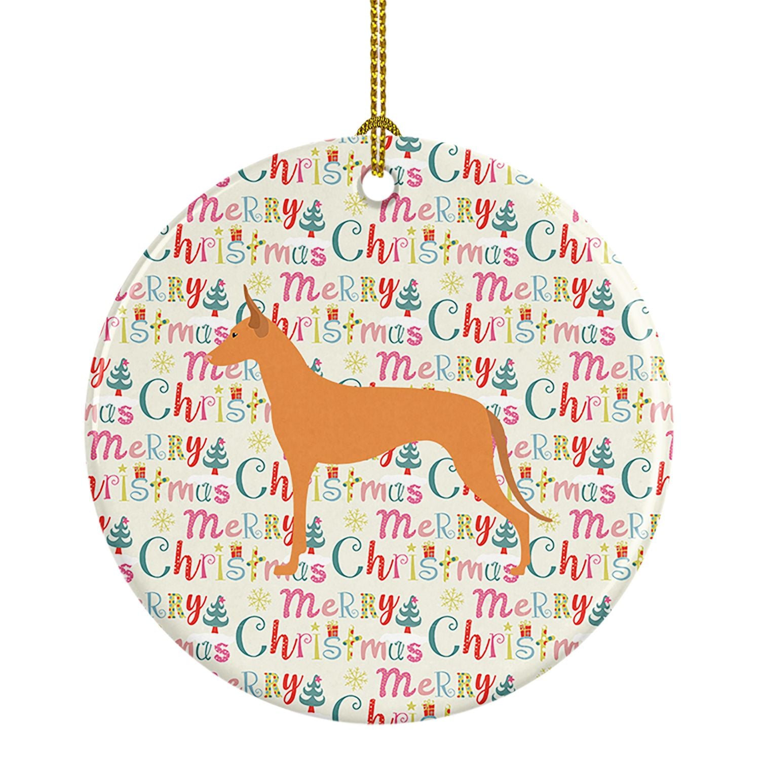 Pharaoh Hound Merry Christmas Ceramic Ornament Christmas Tree Hanging Decorations for Home Christmas Holiday, Party, Gift, 3 in,