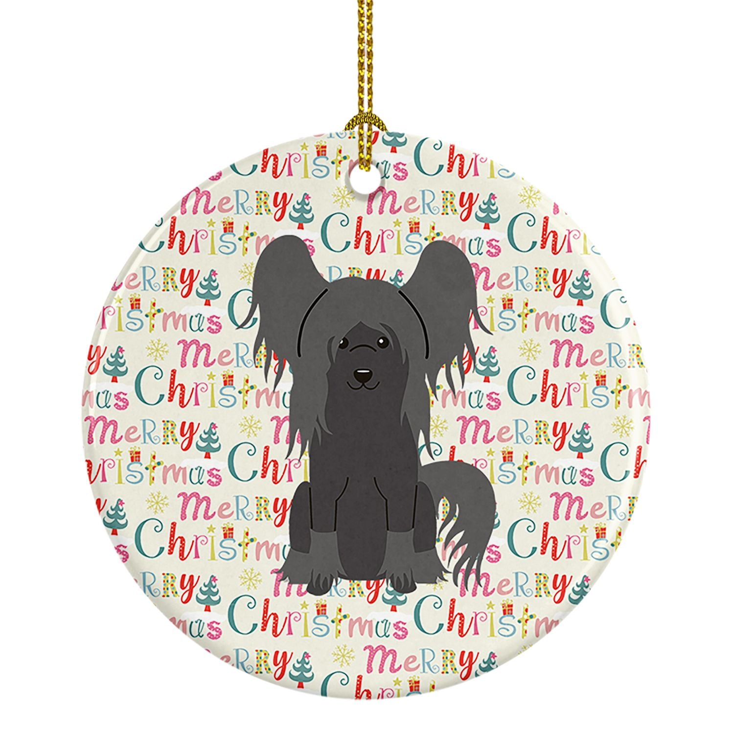 Merry Christmas Chinese Crested Black Ceramic Ornament Christmas Tree Hanging Decorations for Home Christmas Holiday, Party, Gif