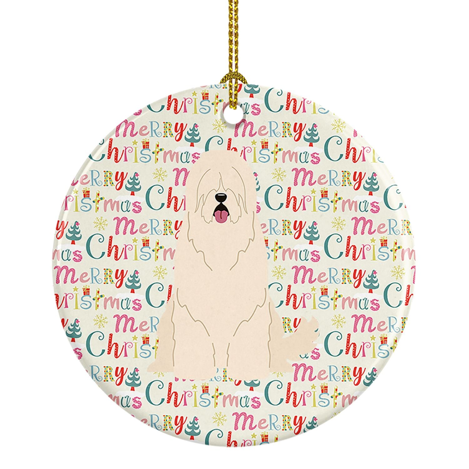 Merry Christmas South Russian Sheepdog Ceramic Ornament Christmas Tree Hanging Decorations for Home Christmas Holiday, Party, Gi