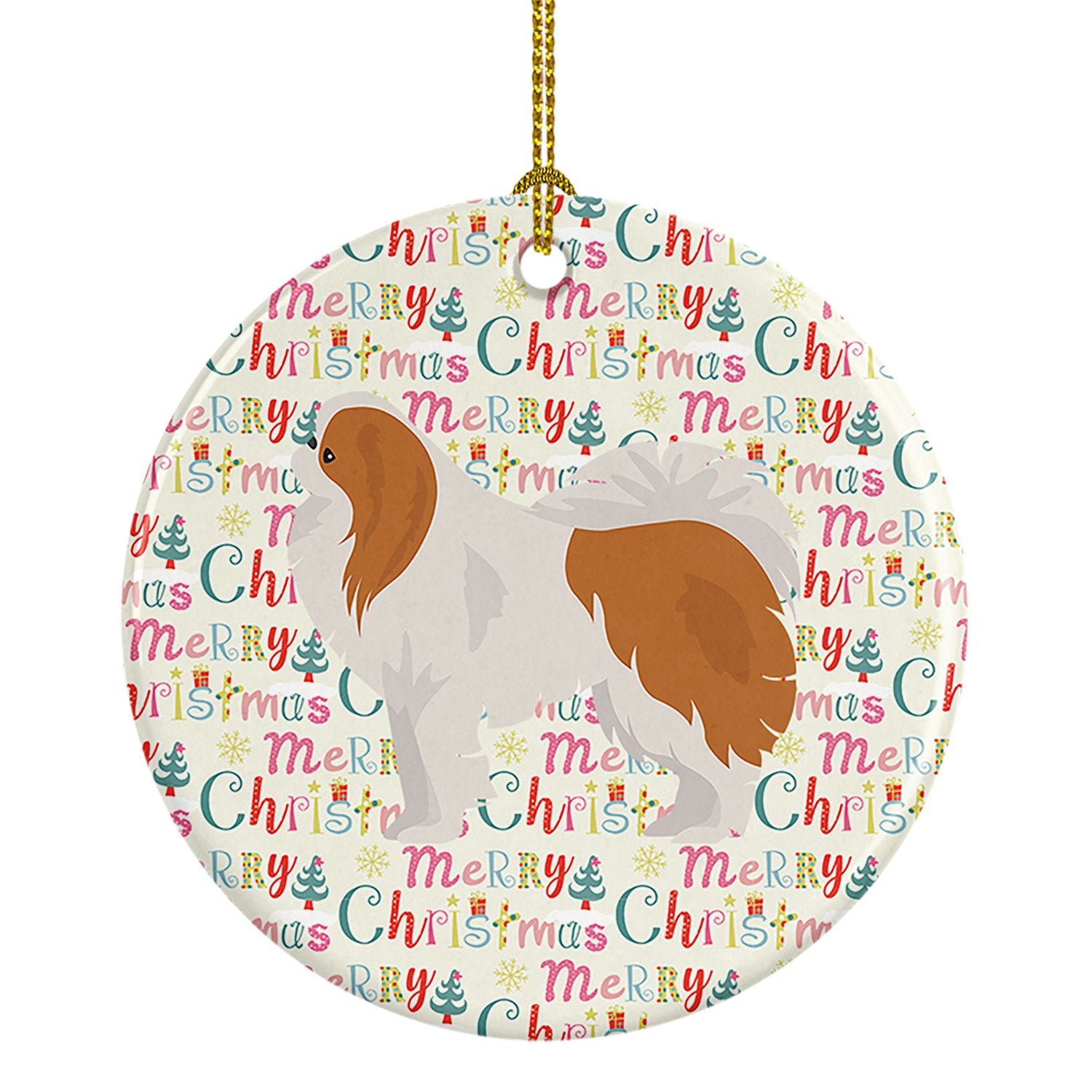 Japanese Chin #1 Merry Christmas Ceramic Ornament Christmas Tree Hanging Decorations for Home Christmas Holiday, Party, Gift, 3 