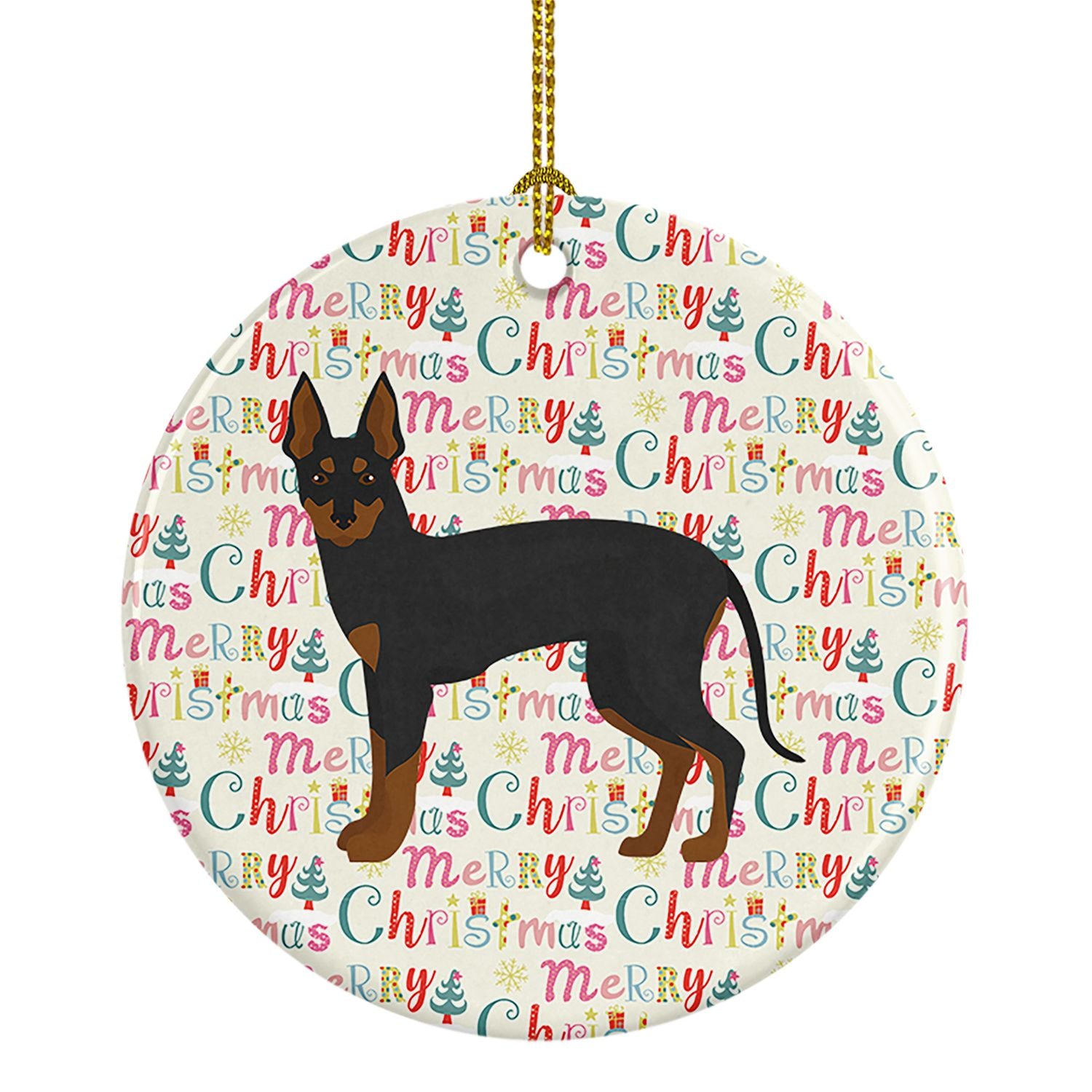 English Toy Terrier #2 Merry Christmas Ceramic Ornament Christmas Tree Hanging Decorations for Home Christmas Holiday, Party, Gi