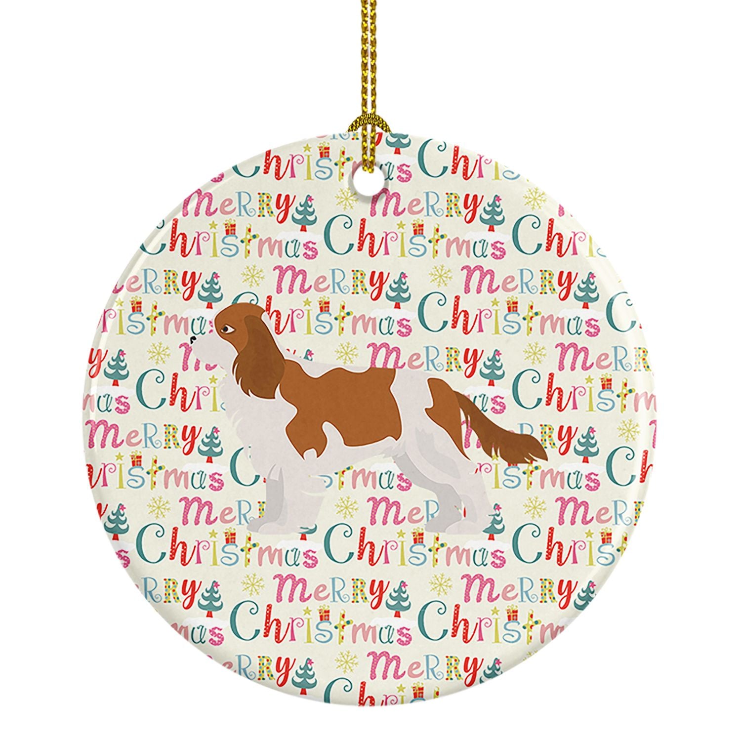Blenheim Cavalier Spaniel Merry Christmas Ceramic Ornament Christmas Tree Hanging Decorations for Home Christmas Holiday, Party,