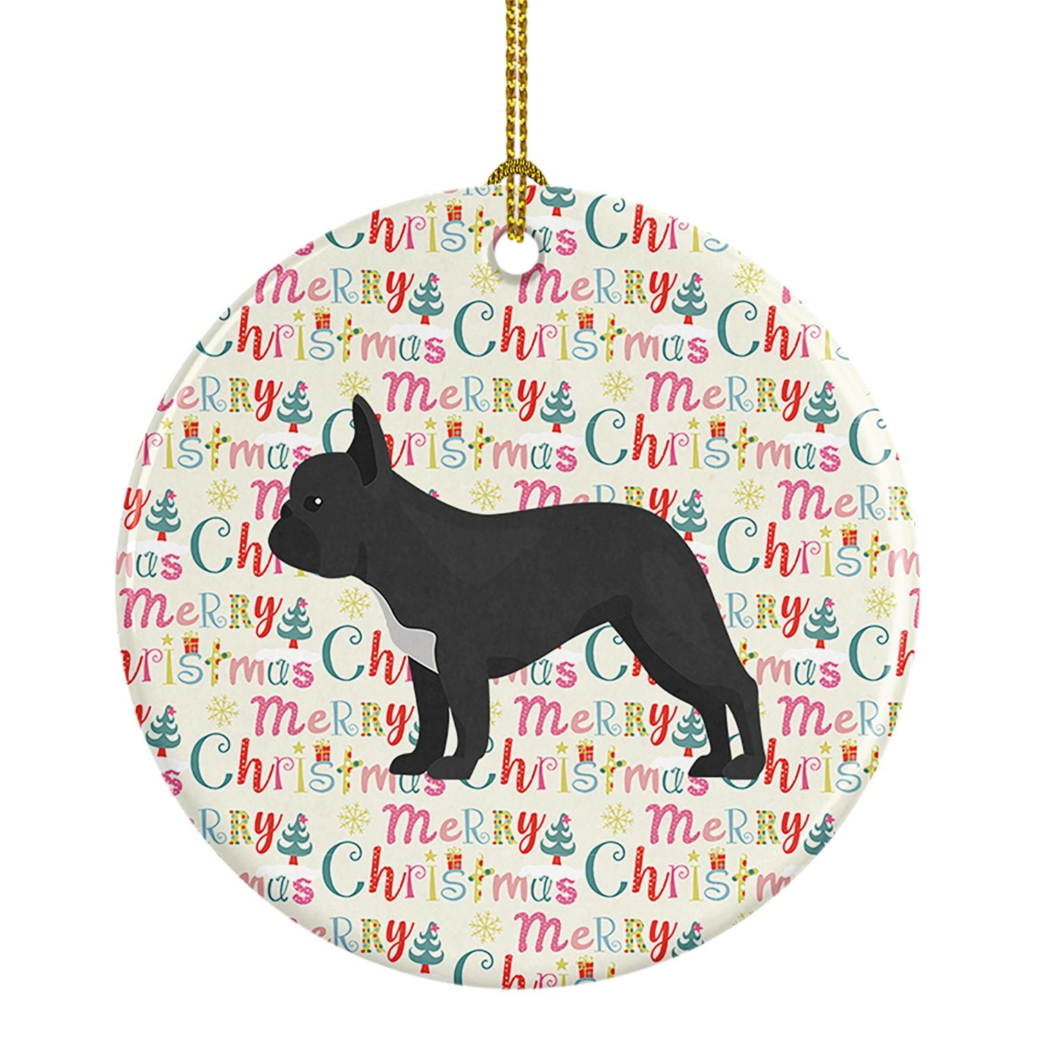 French Bulldog #1 Merry Christmas Ceramic Ornament Christmas Tree Hanging Decorations for Home Christmas Holiday, Party, Gift, 3