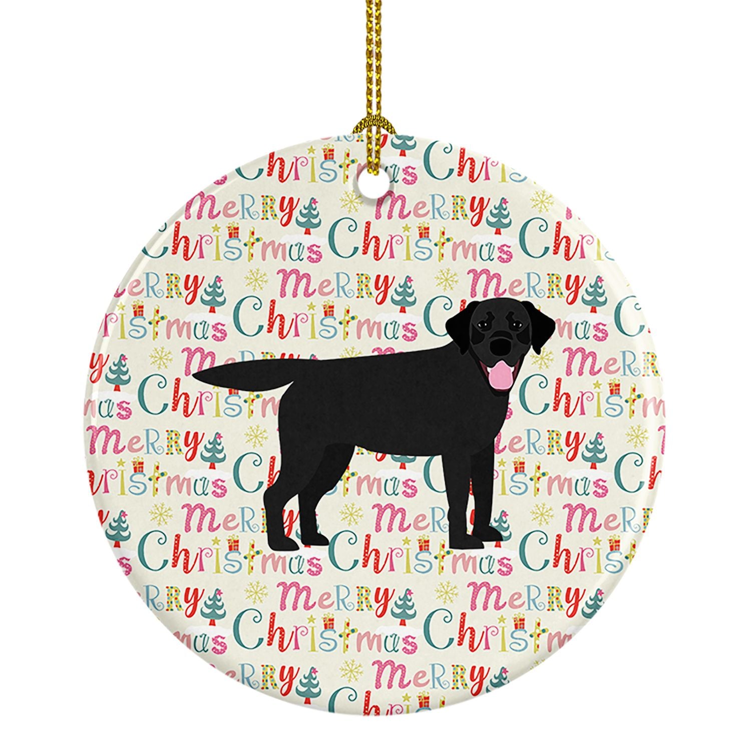 Black Labrador Retriever Merry Christmas Ceramic Ornament Christmas Tree Hanging Decorations for Home Christmas Holiday, Party, 