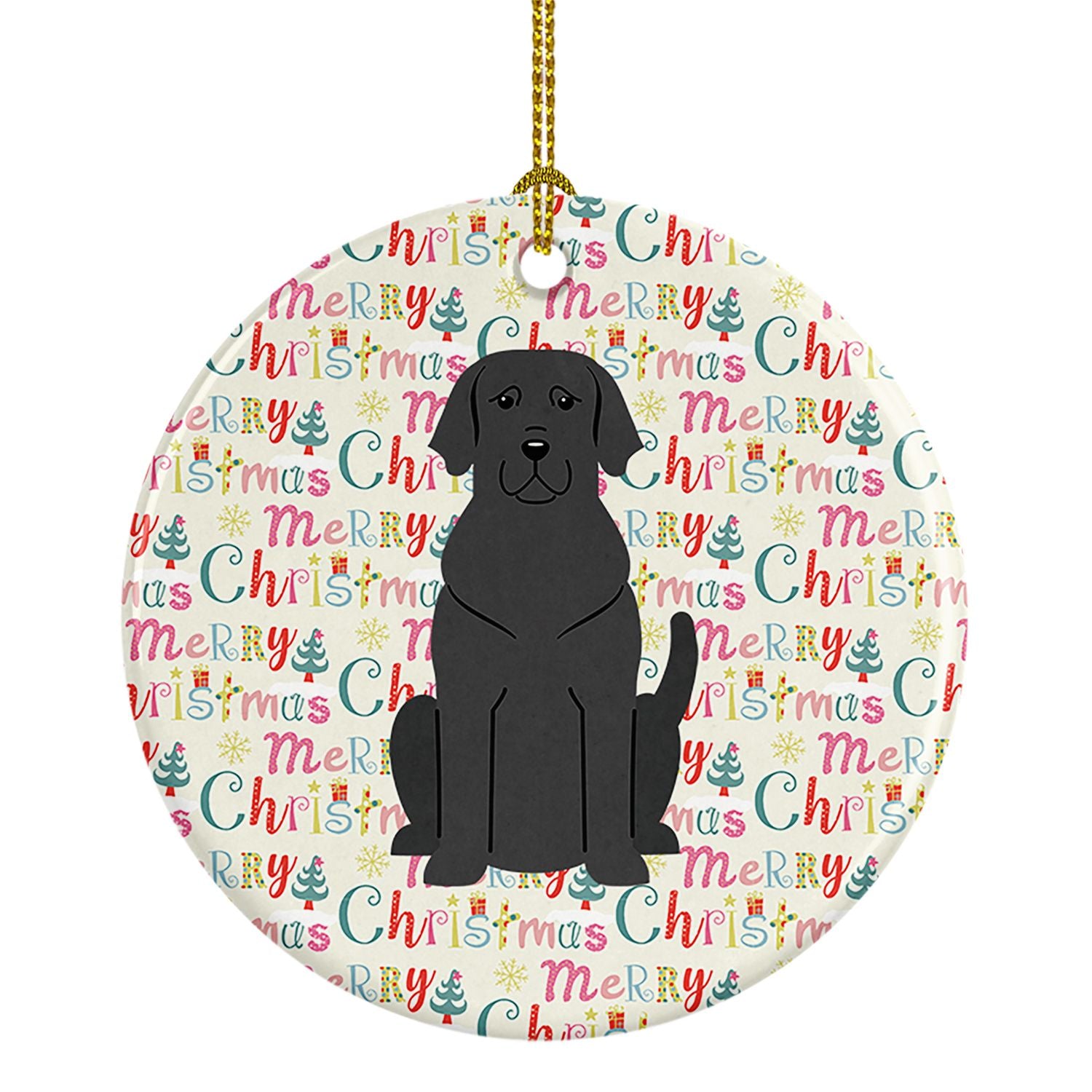 Merry Christmas Black Labrador Ceramic Ornament Christmas Tree Hanging Decorations for Home Christmas Holiday, Party, Gift, 3 in