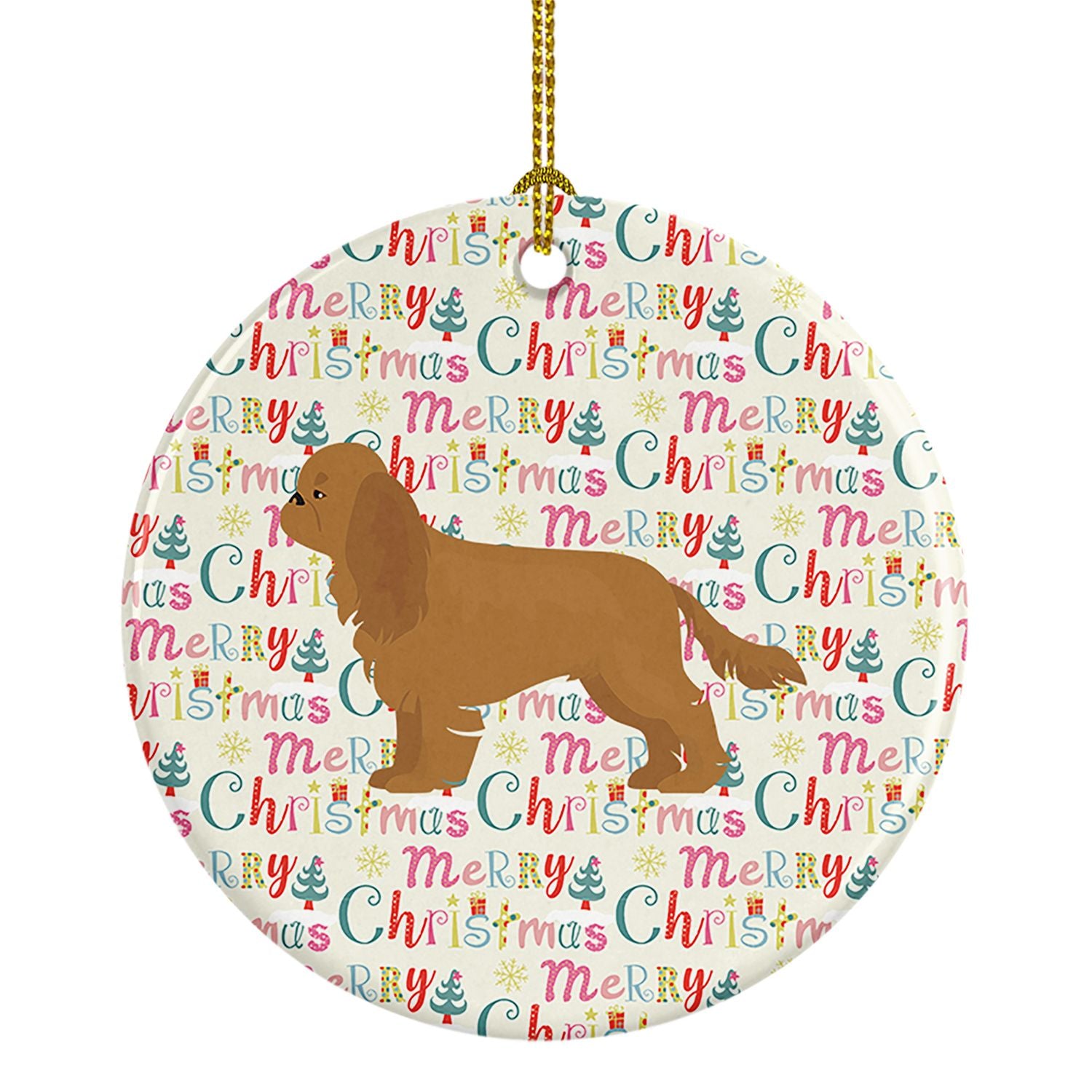 Ruby Cavalier Spaniel Merry Christmas Ceramic Ornament Christmas Tree Hanging Decorations for Home Christmas Holiday, Party, Gif