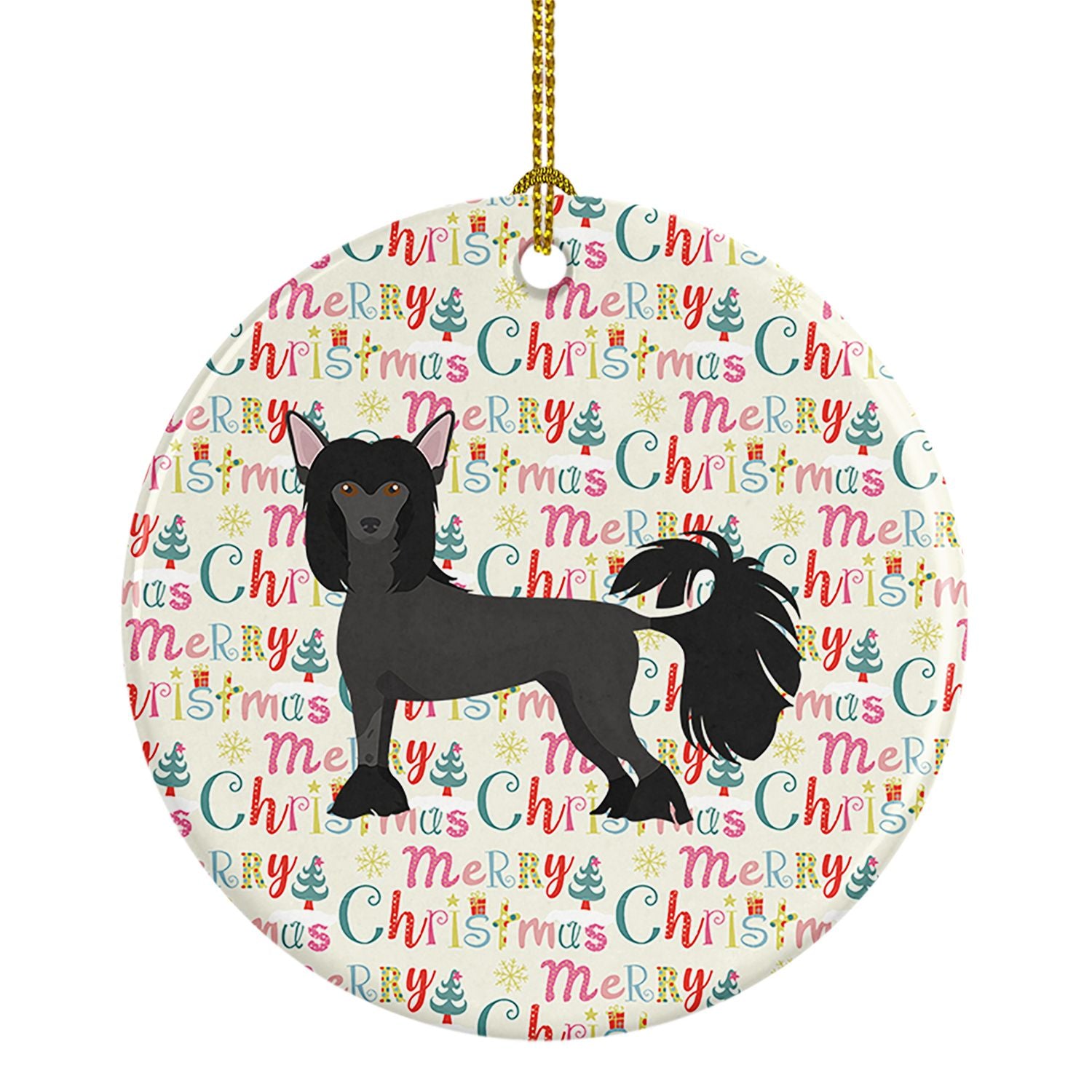 Chinese Crested #1 Merry Christmas Ceramic Ornament Christmas Tree Hanging Decorations for Home Christmas Holiday, Party, Gift, 