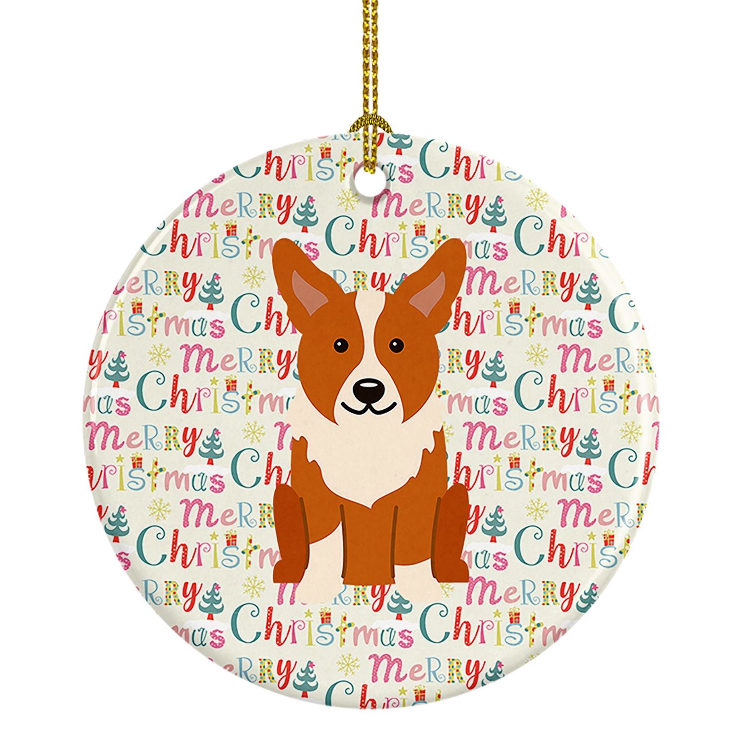 Merry Christmas Corgi Ceramic Ornament Christmas Tree Hanging Decorations for Home Christmas Holiday, Party, Gift, 3 in, Multico